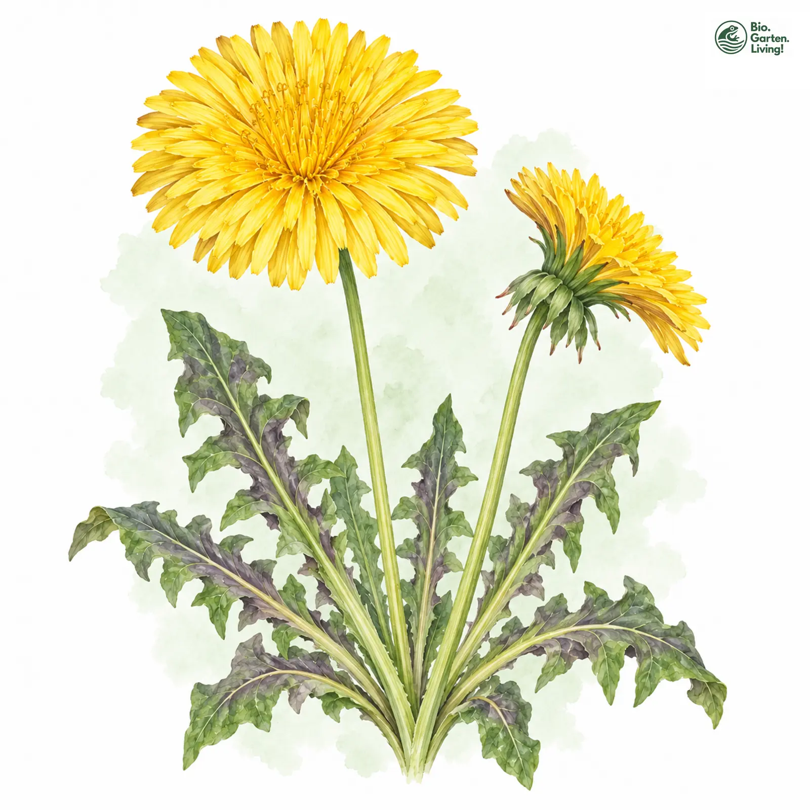 Aquarellzeichnung: Großblütiger Löwenzahn (Taraxacum grandiflorum)