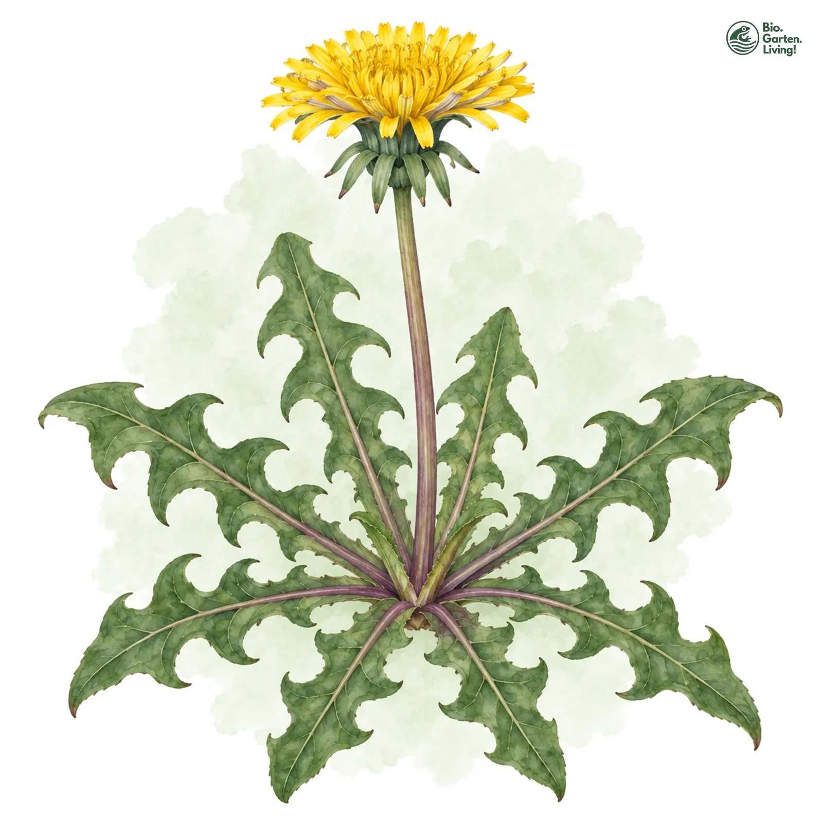 Aquarellzeichnung: Haken-Löwenzahn (Taraxacum hamatum)