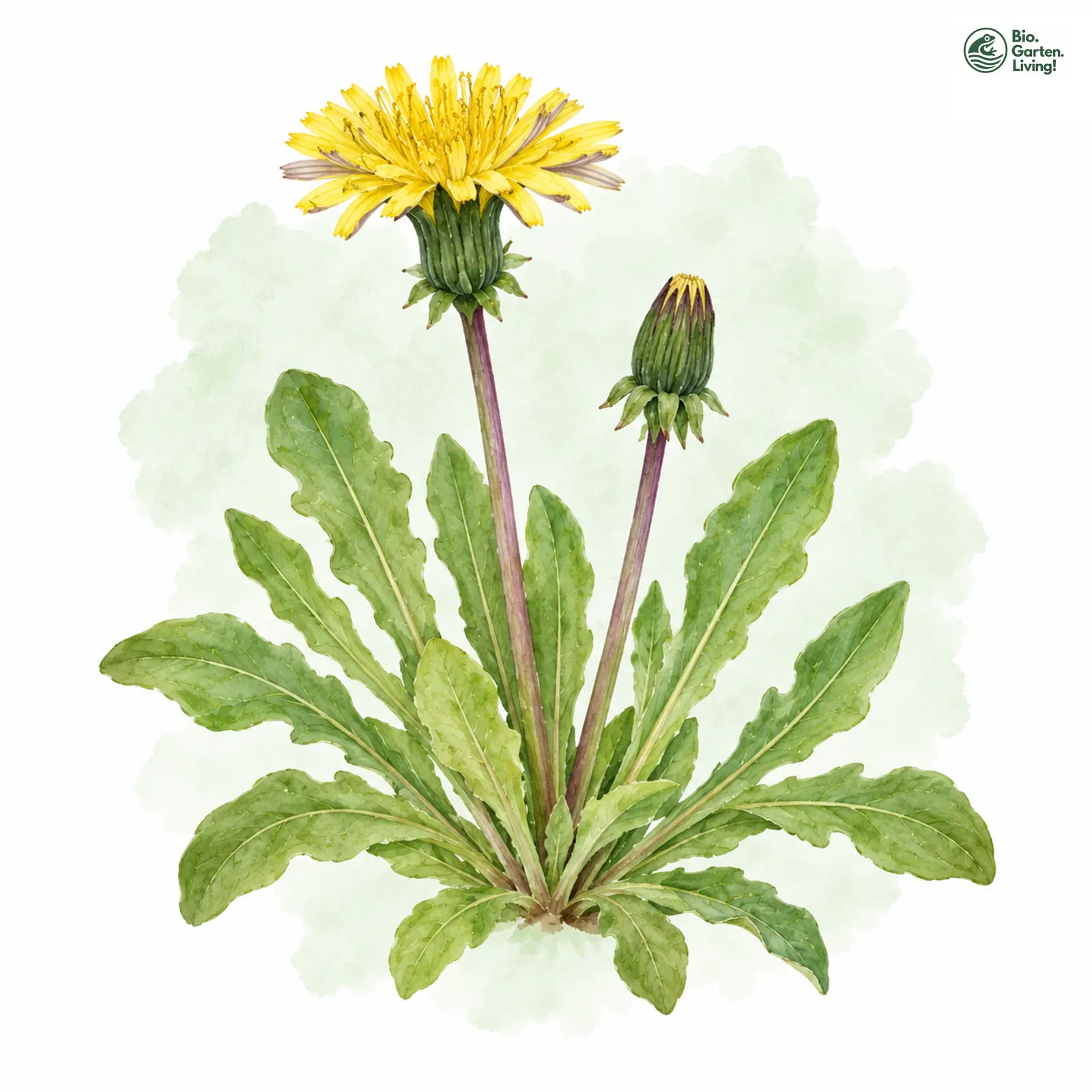 Aquarellzeichnung: Schweizer Löwenzahn (Taraxacum helveticum)