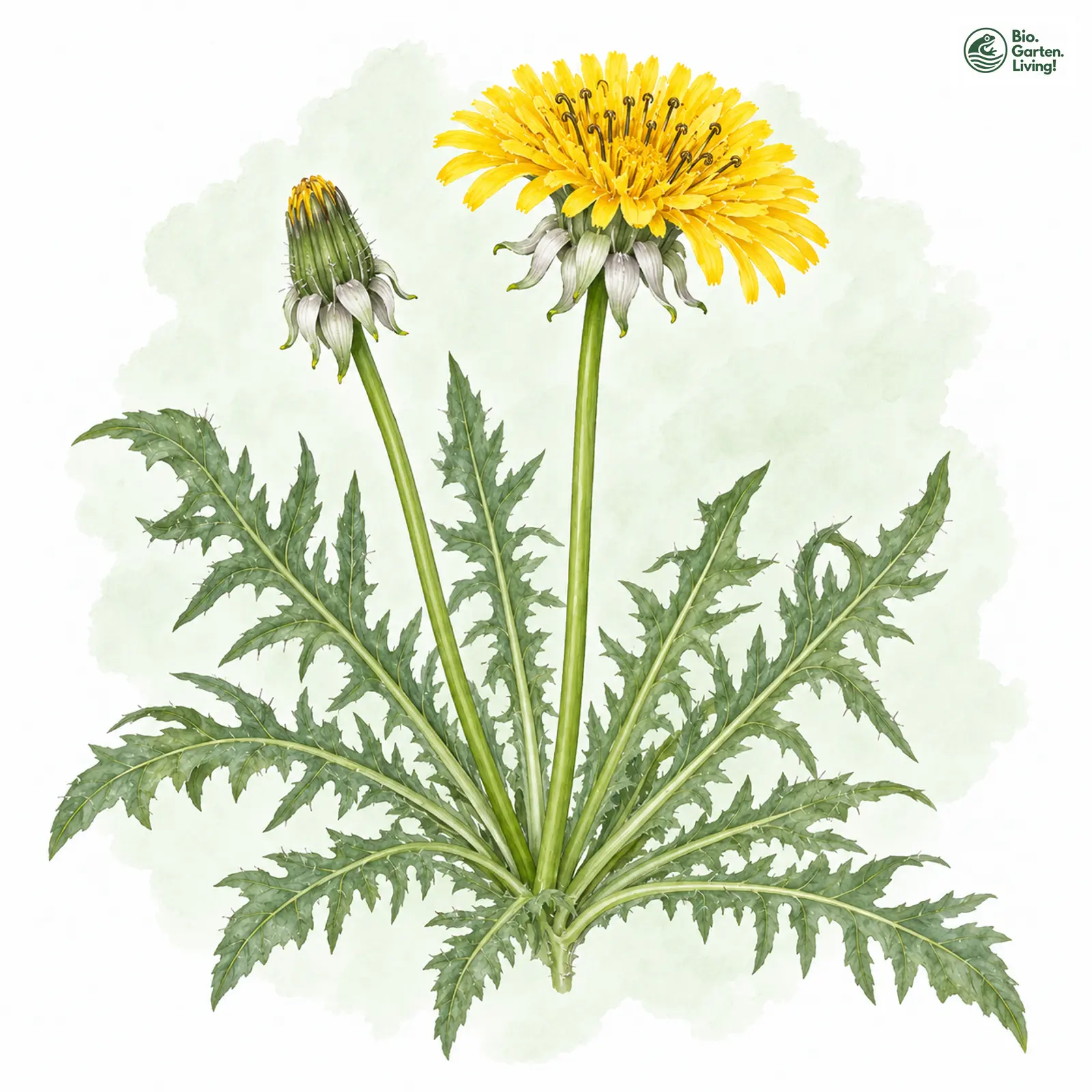 Aquarellzeichnung: Schrecklicher Löwenzahn (Taraxacum horridifrons)
