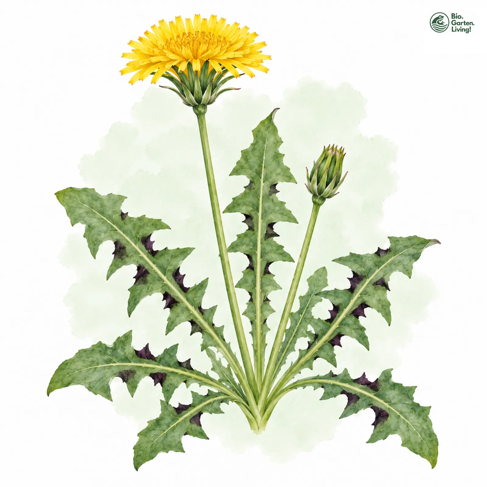 Aquarellzeichnung: Mittlerer Löwenzahn (Taraxacum intermedium)