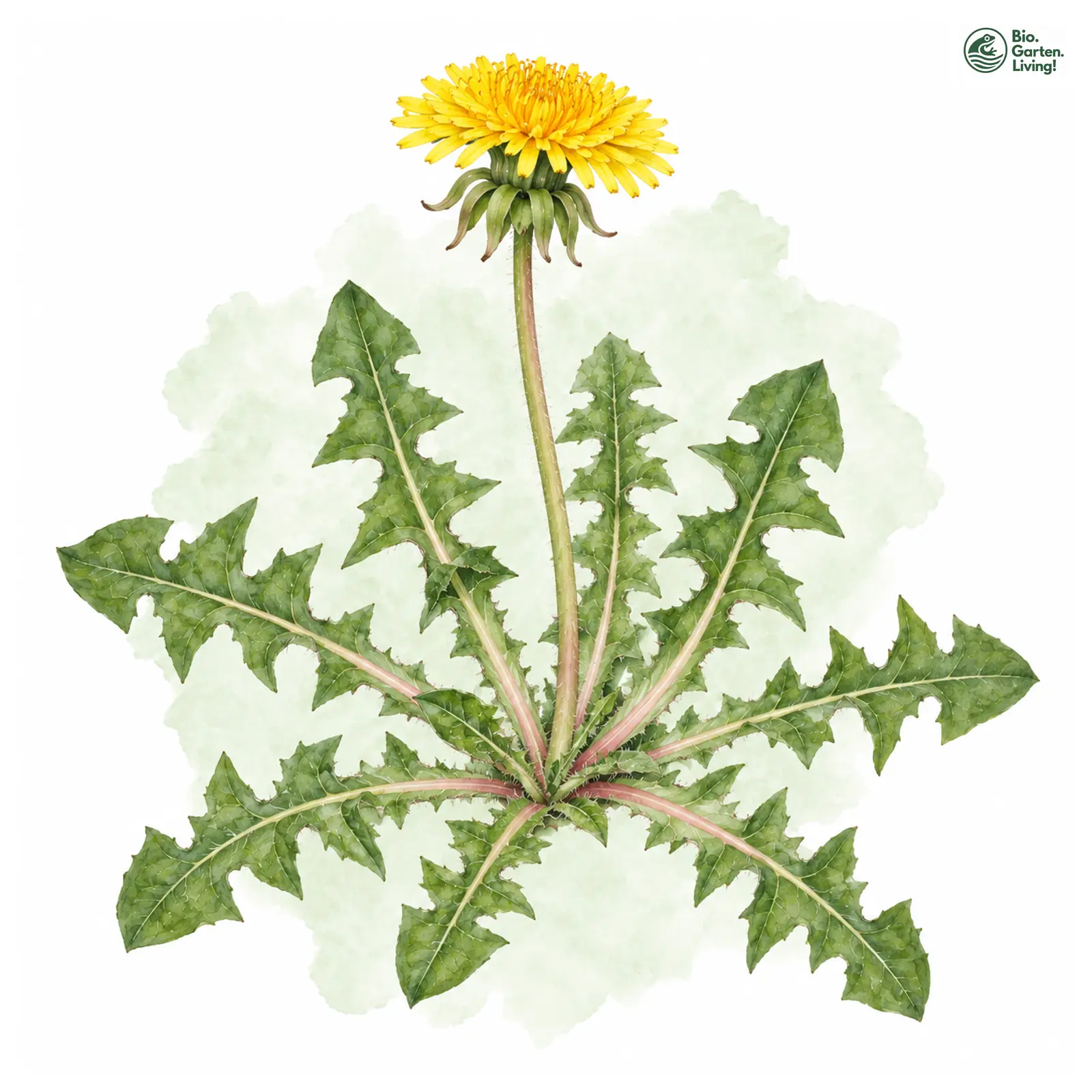 Aquarellzeichnung: Aufgeblasener Löwenzahn (Taraxacum intumescens)