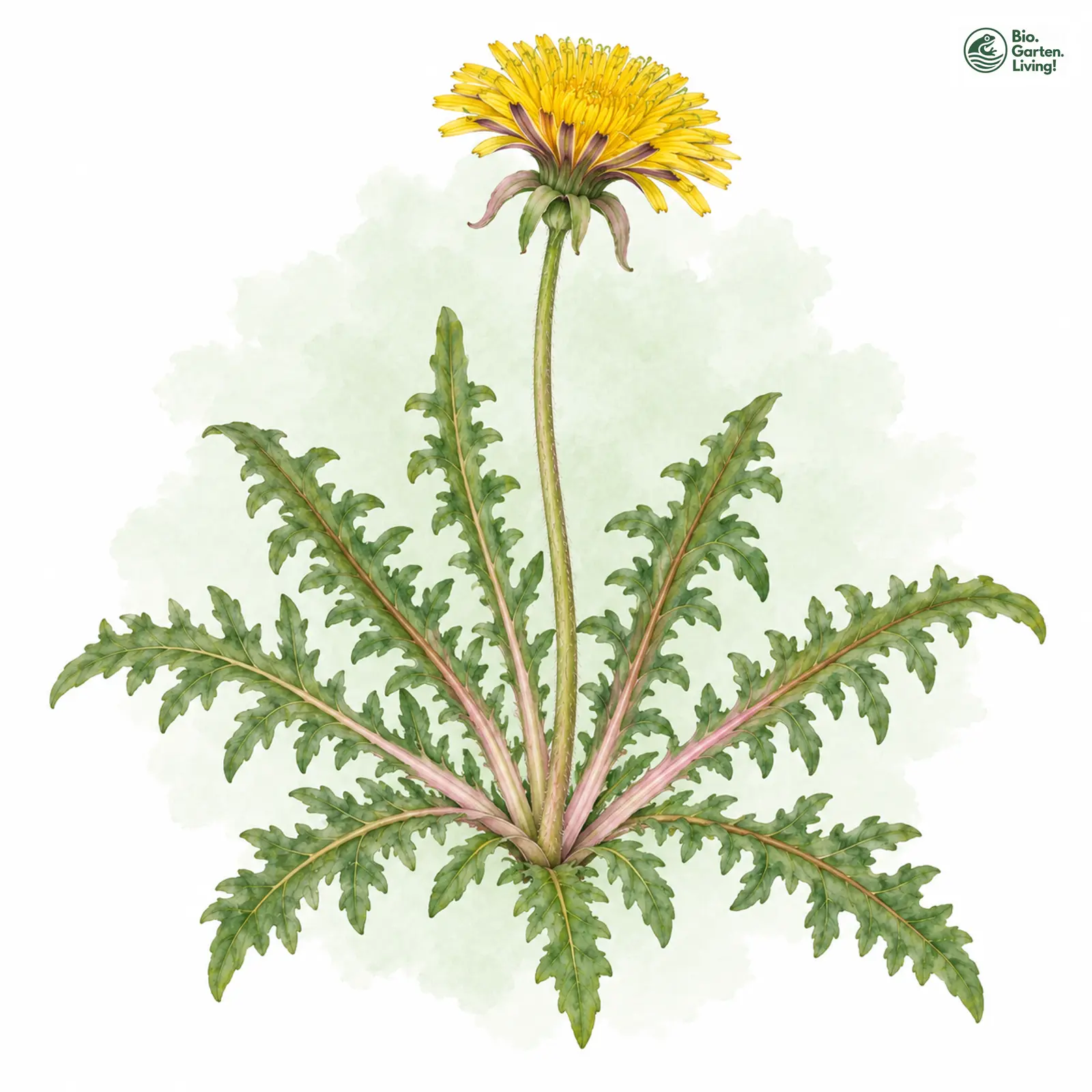 Aquarellzeichnung: Zerteiltblättriger Löwenzahn (Taraxacum lacerifolium)