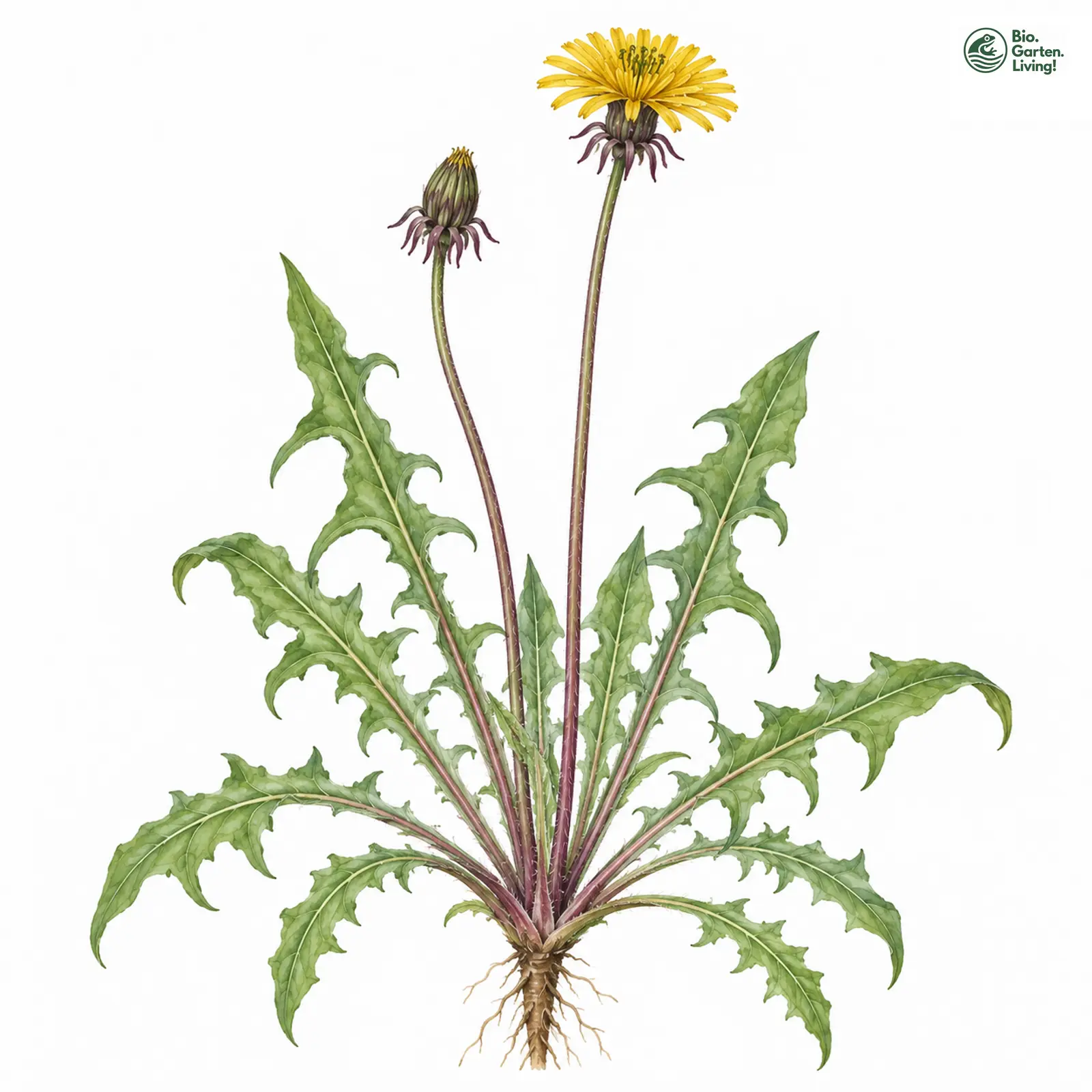 Aquarellzeichnung: Lagerkrantz Löwenzahn (Taraxacum lagerkrantzii)
