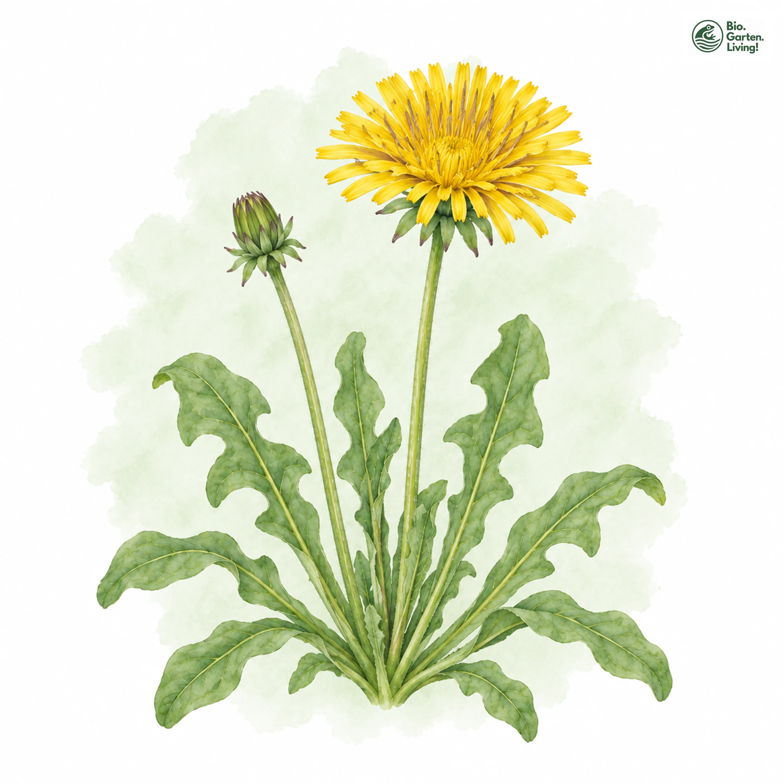 Aquarellzeichnung: Zungen-Löwenzahn (Taraxacum linguatum)