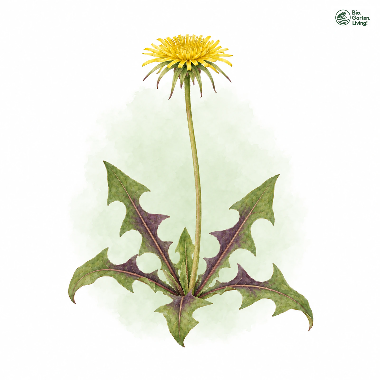 Aquarellzeichnung: Langschuppiger Löwenzahn (Taraxacum longisquameum)