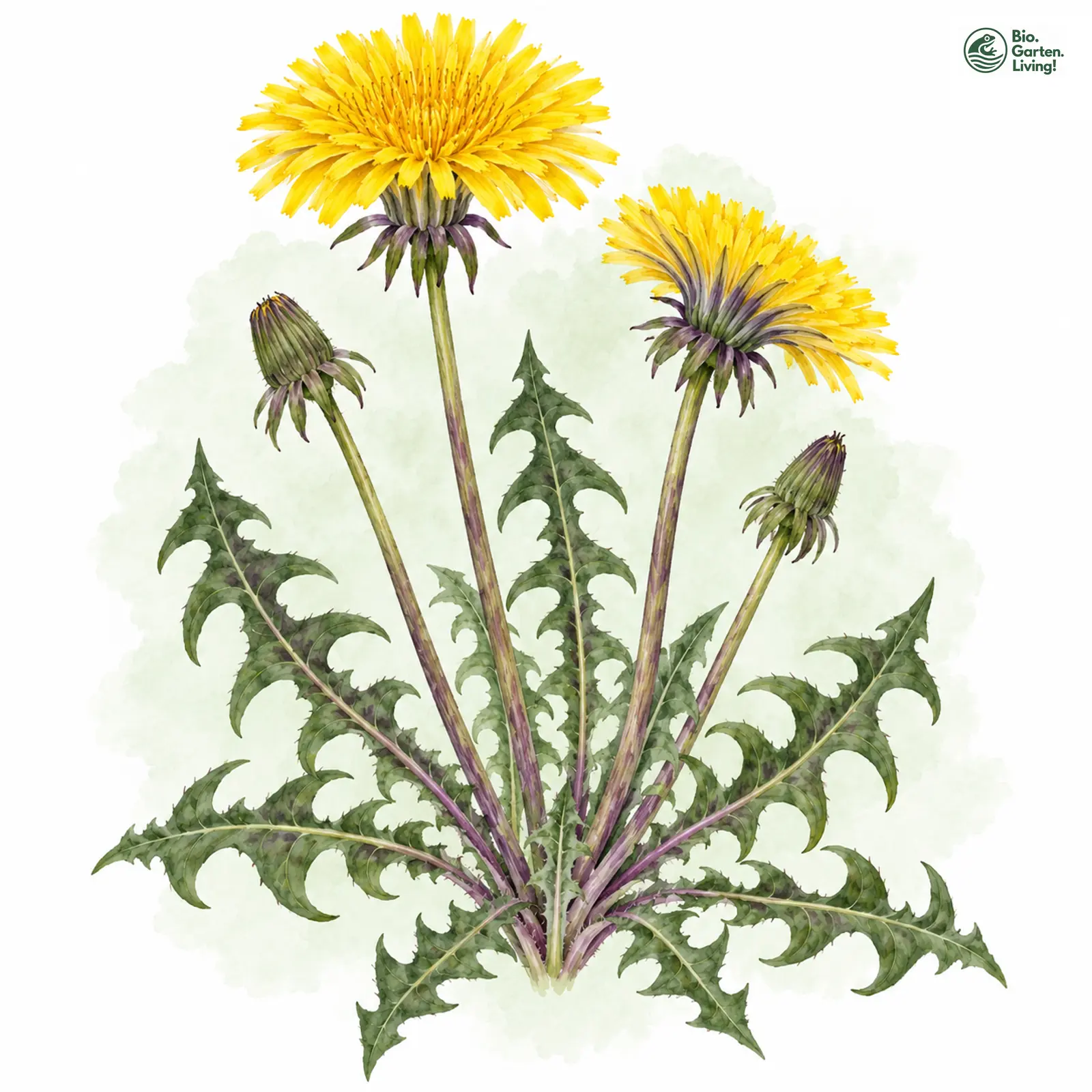 Aquarellzeichnung: Marklunds Löwenzahn (Taraxacum marklundii)