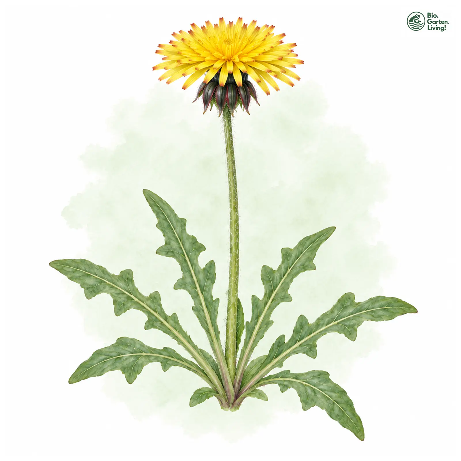 Aquarellzeichnung: Unverwechselbarer Löwenzahn (Taraxacum memorabile)
