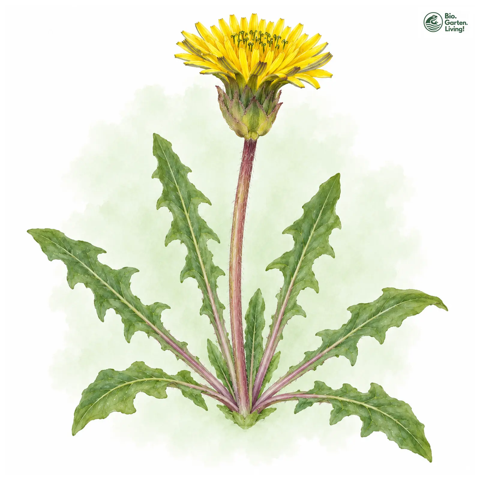 Aquarellzeichnung: Vielschuppiger Löwenzahn (Taraxacum multilepis)