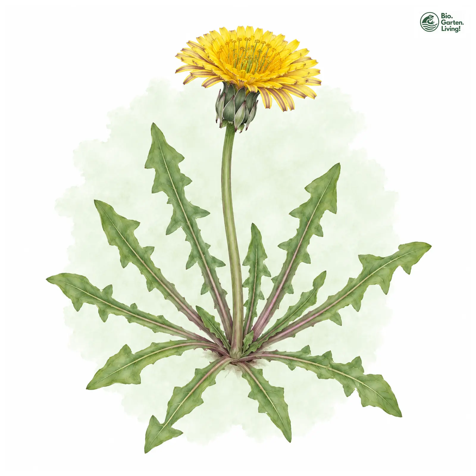 Aquarellzeichnung: Aellen-Löwenzahn (Taraxacum neoaellenii)