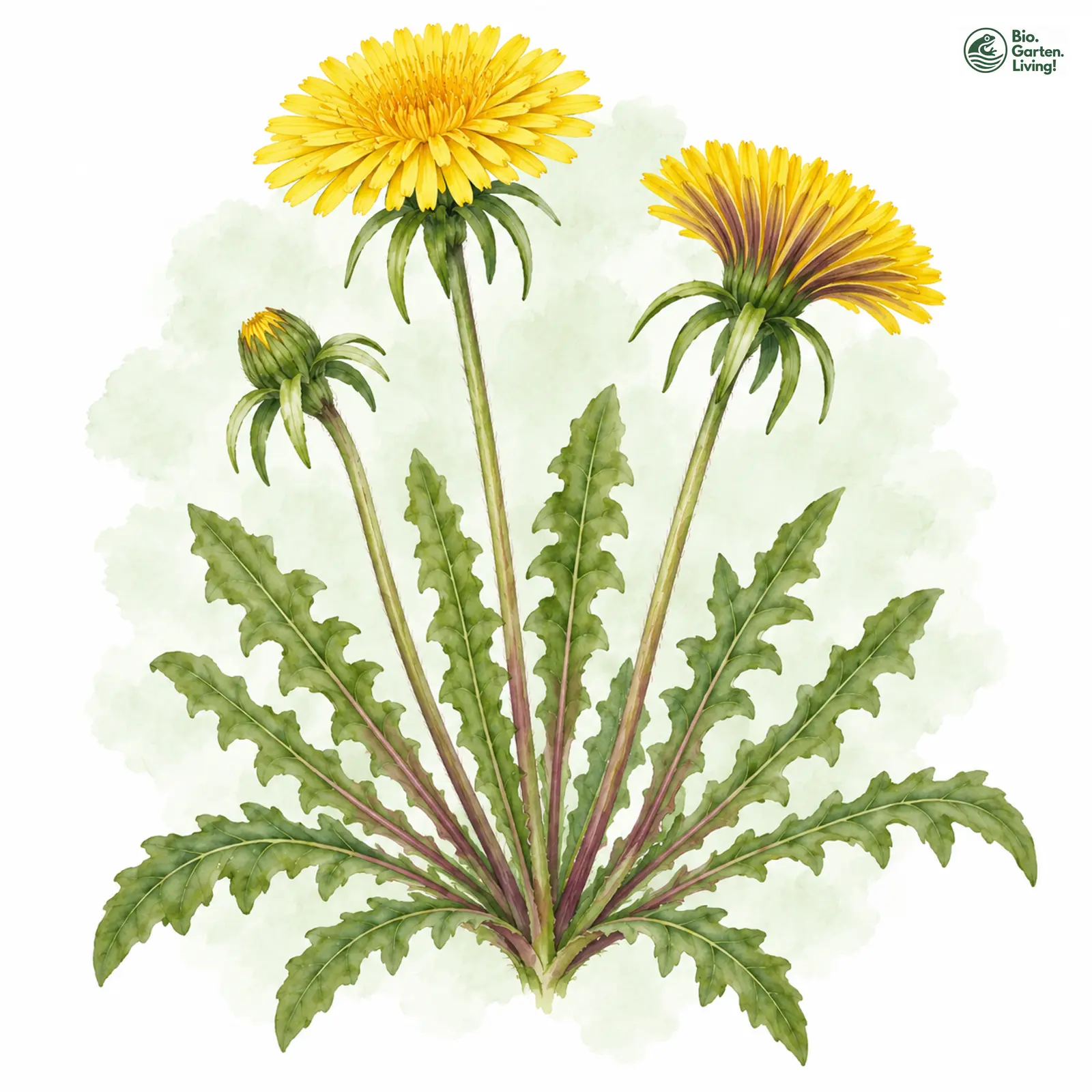 Aquarellzeichnung: Schieflappiger Löwenzahn (Taraxacum obliquilobum)