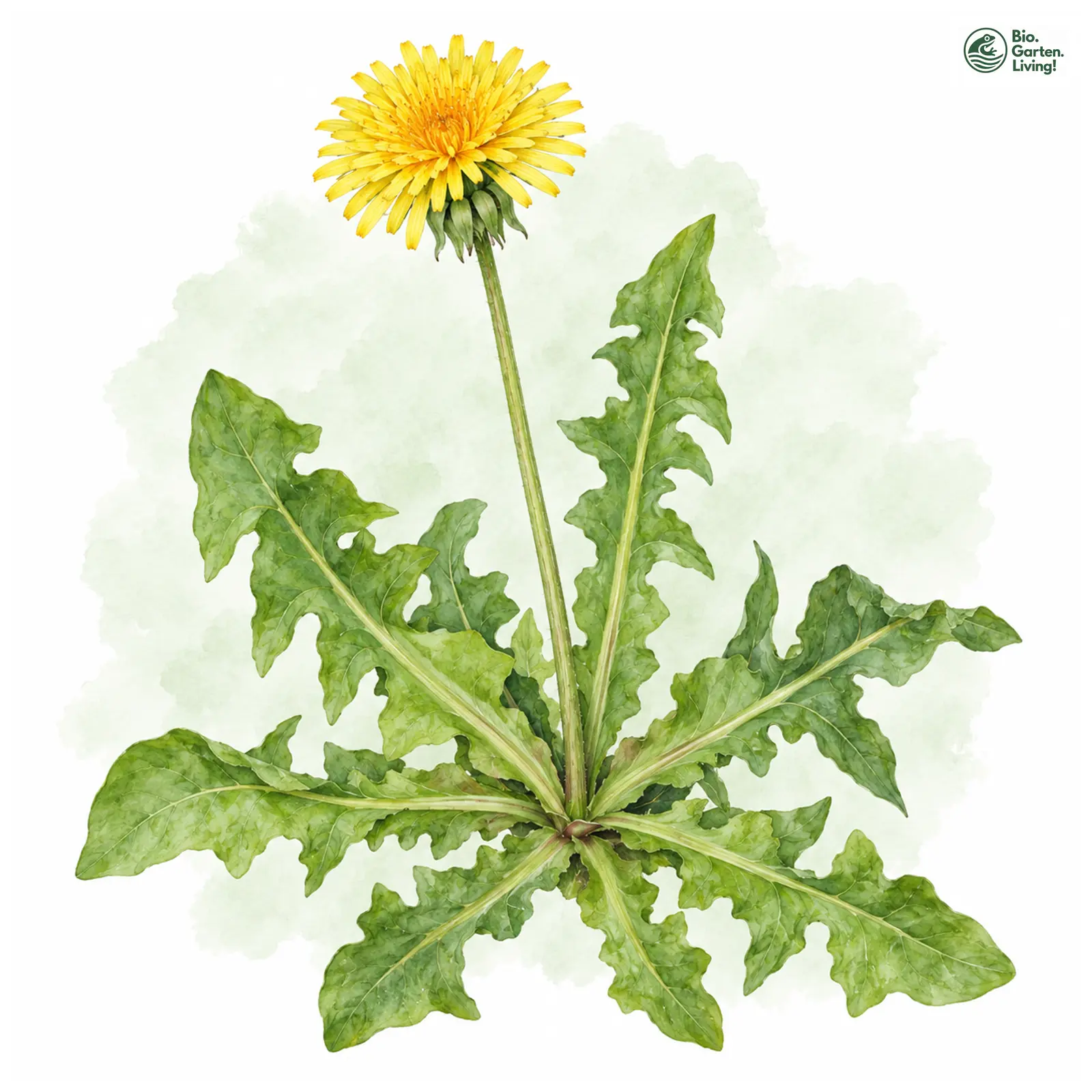 Aquarellzeichnung: Weißlichgelber Löwenzahn (Taraxacum ochrochlorum)