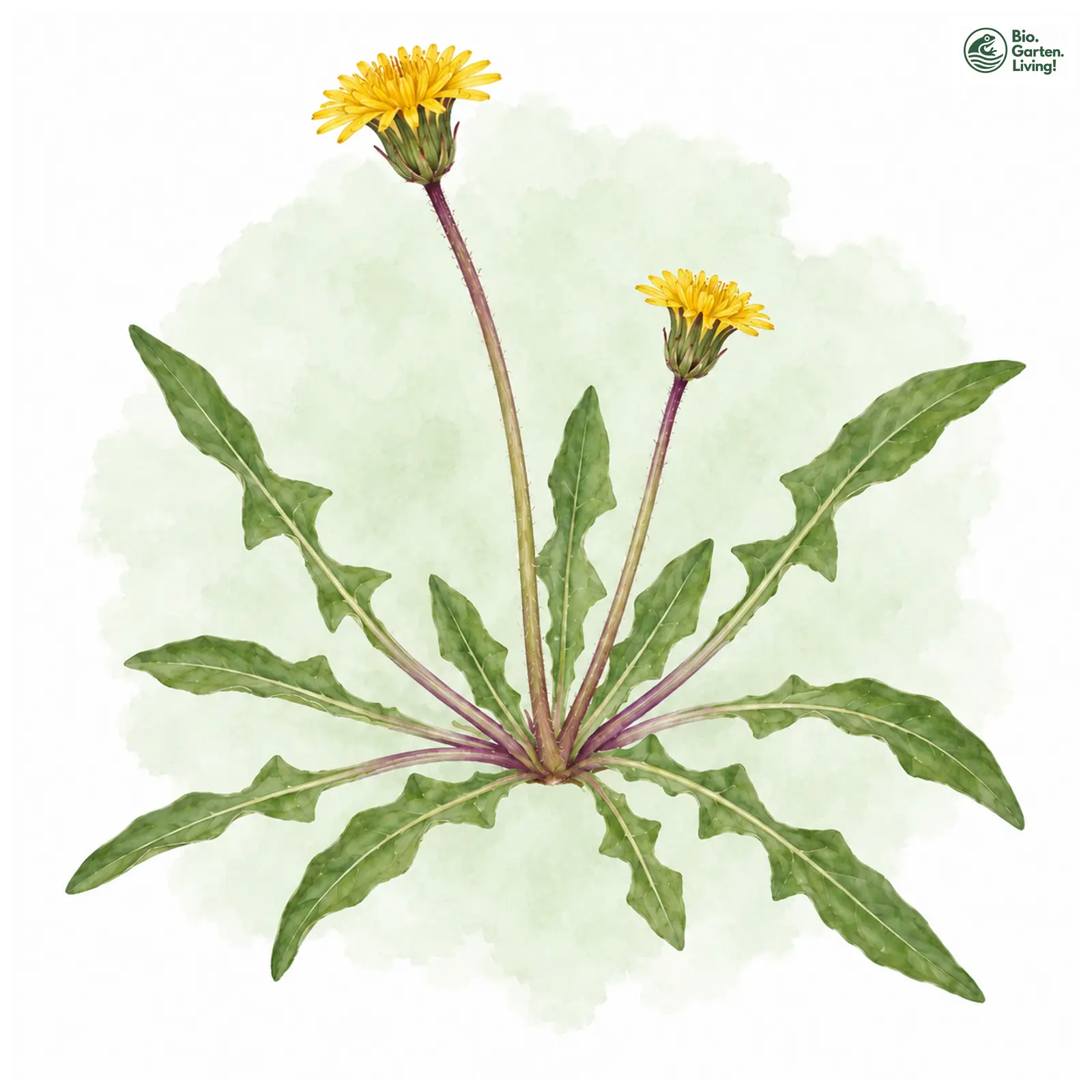 Aquarellzeichnung: Weniglappiger Löwenzahn (Taraxacum paucilobum)