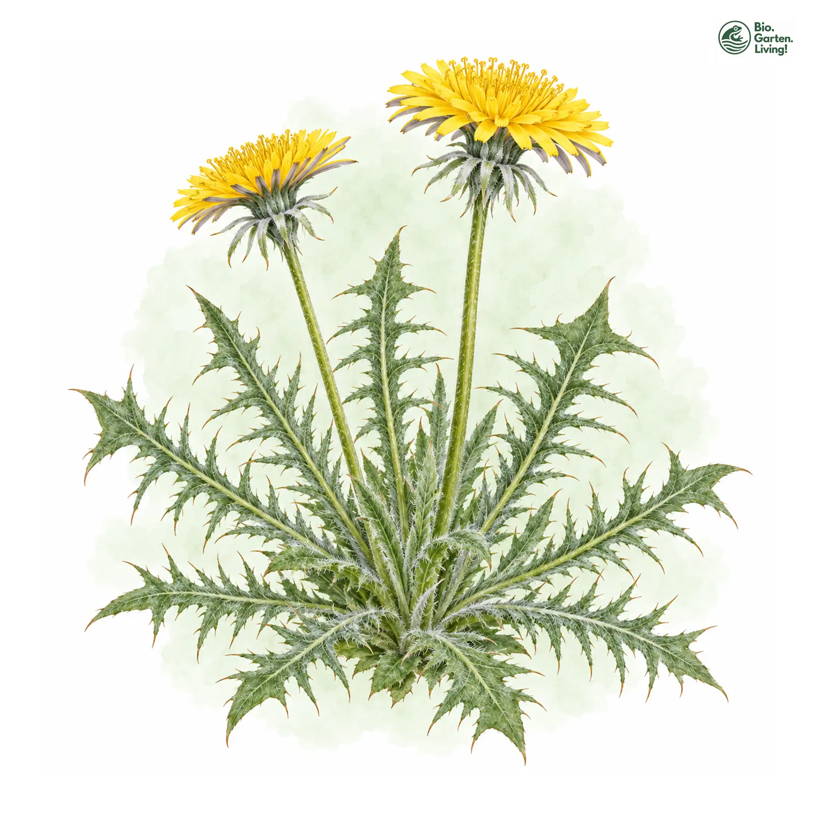 Aquarellzeichnung: Zerspaltener Löwenzahn (Taraxacum perfissum)