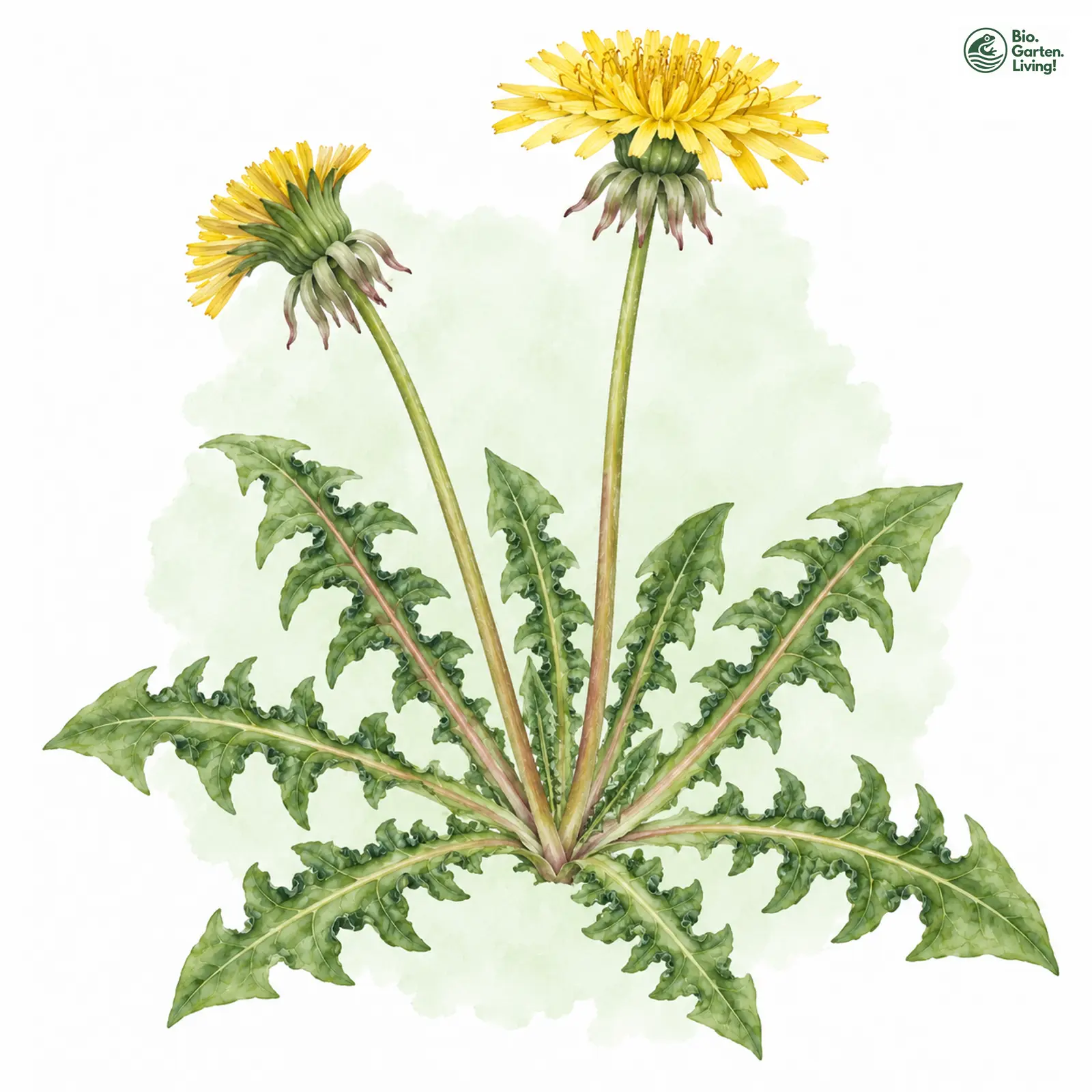 Aquarellzeichnung: Flacher Löwenzahn (Taraxacum planum)