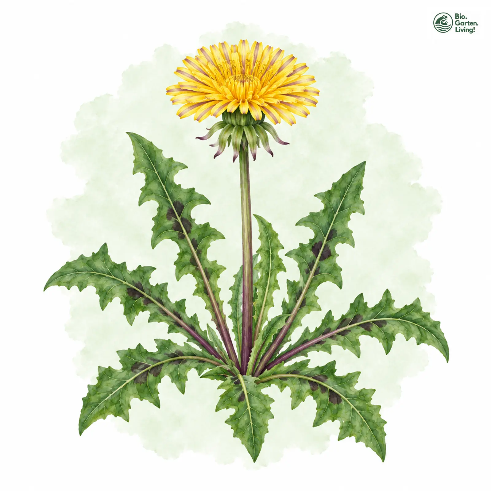 Aquarellzeichnung: Vielzähniger Löwenzahn (Taraxacum polyodon)