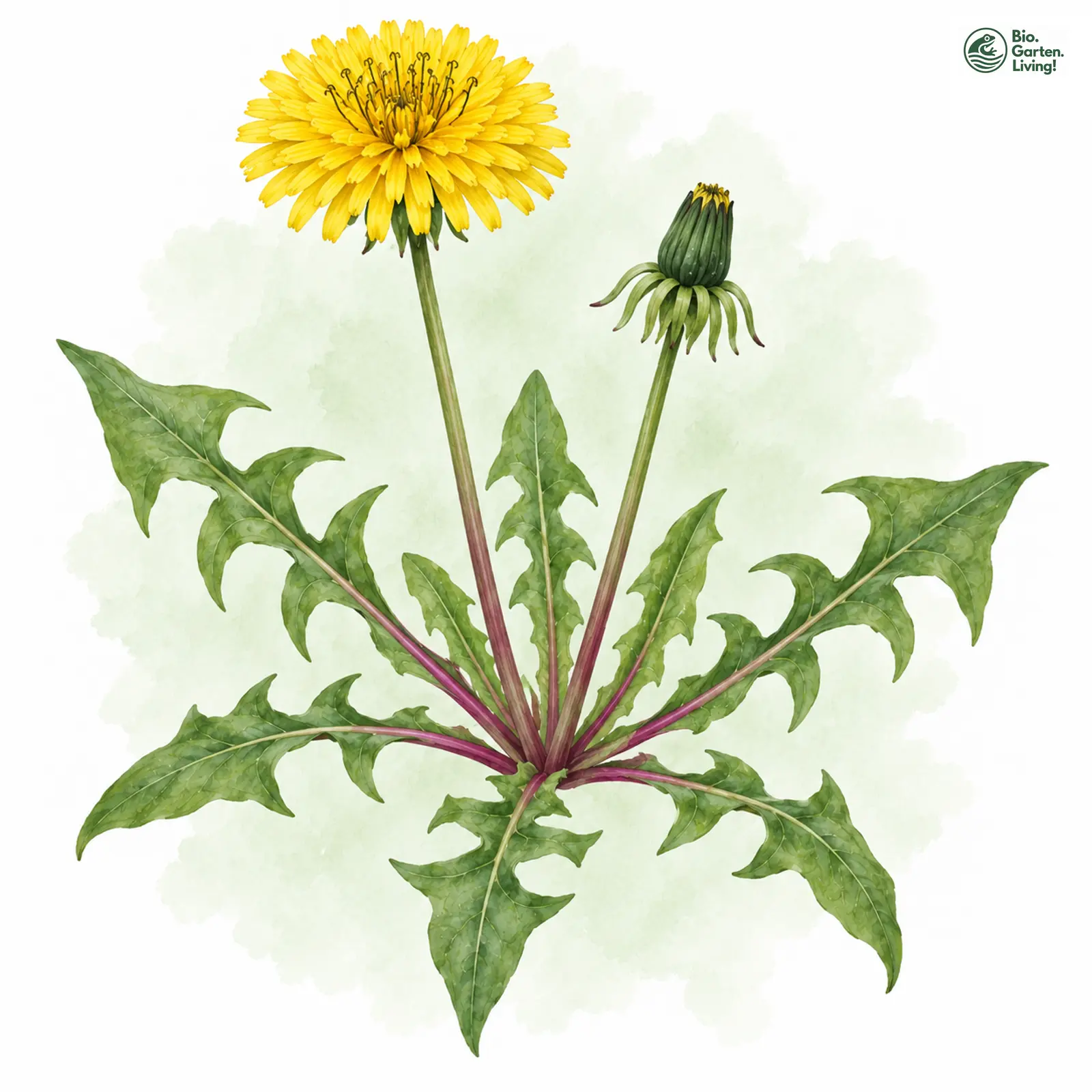 Aquarellzeichnung: Früher Löwenzahn (Taraxacum praecox)