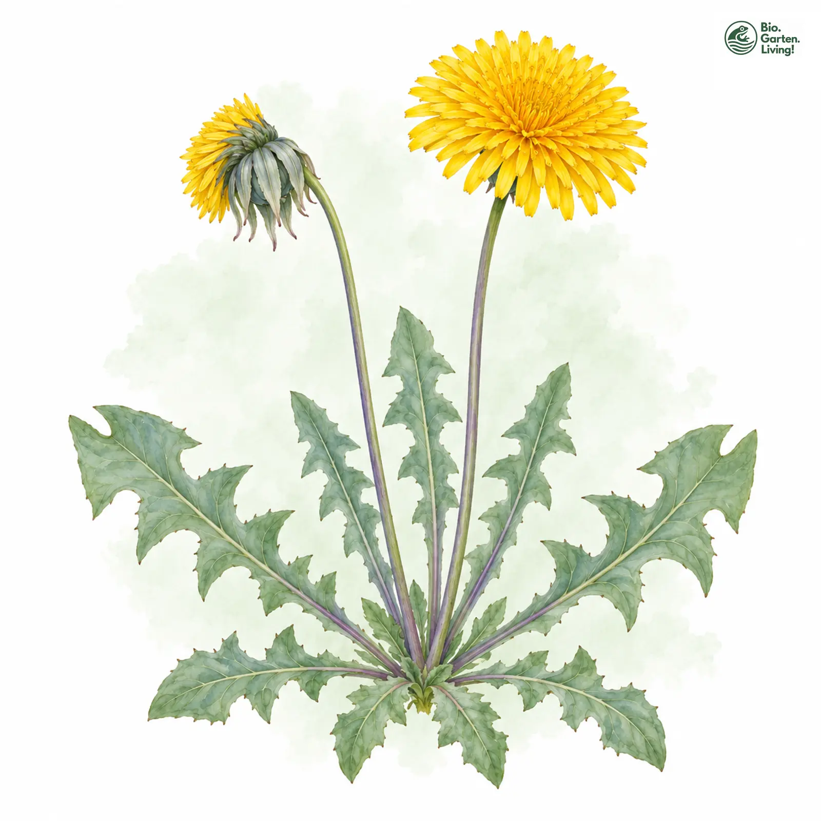 Aquarellzeichnung: Zurückgebogener Löwenzahn (Taraxacum retroflexum)