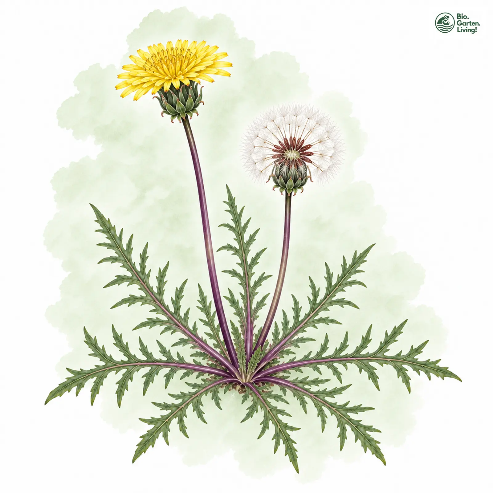 Aquarellzeichnung: Geröteter Löwenzahn (Taraxacum rubicundum)