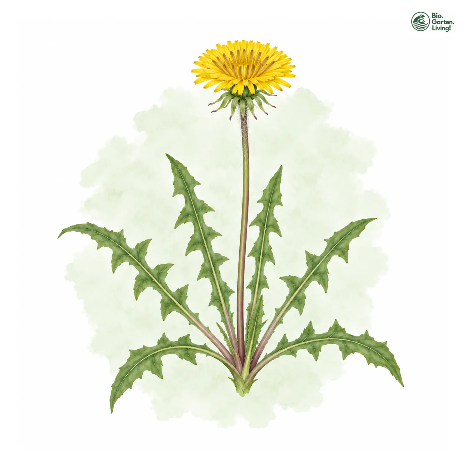 Aquarellzeichnung: Schonener Löwenzahn (Taraxacum scanicum)