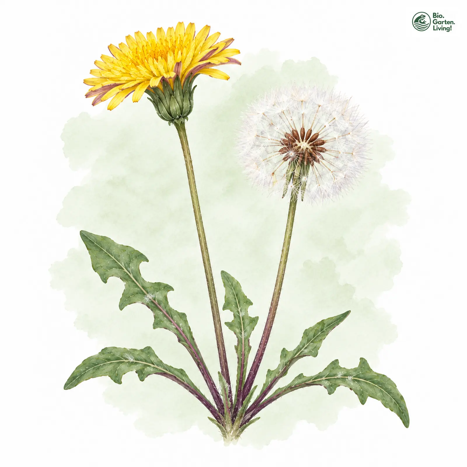 Aquarellzeichnung: Schroeters Löwenzahn (Taraxacum schroeterianum)