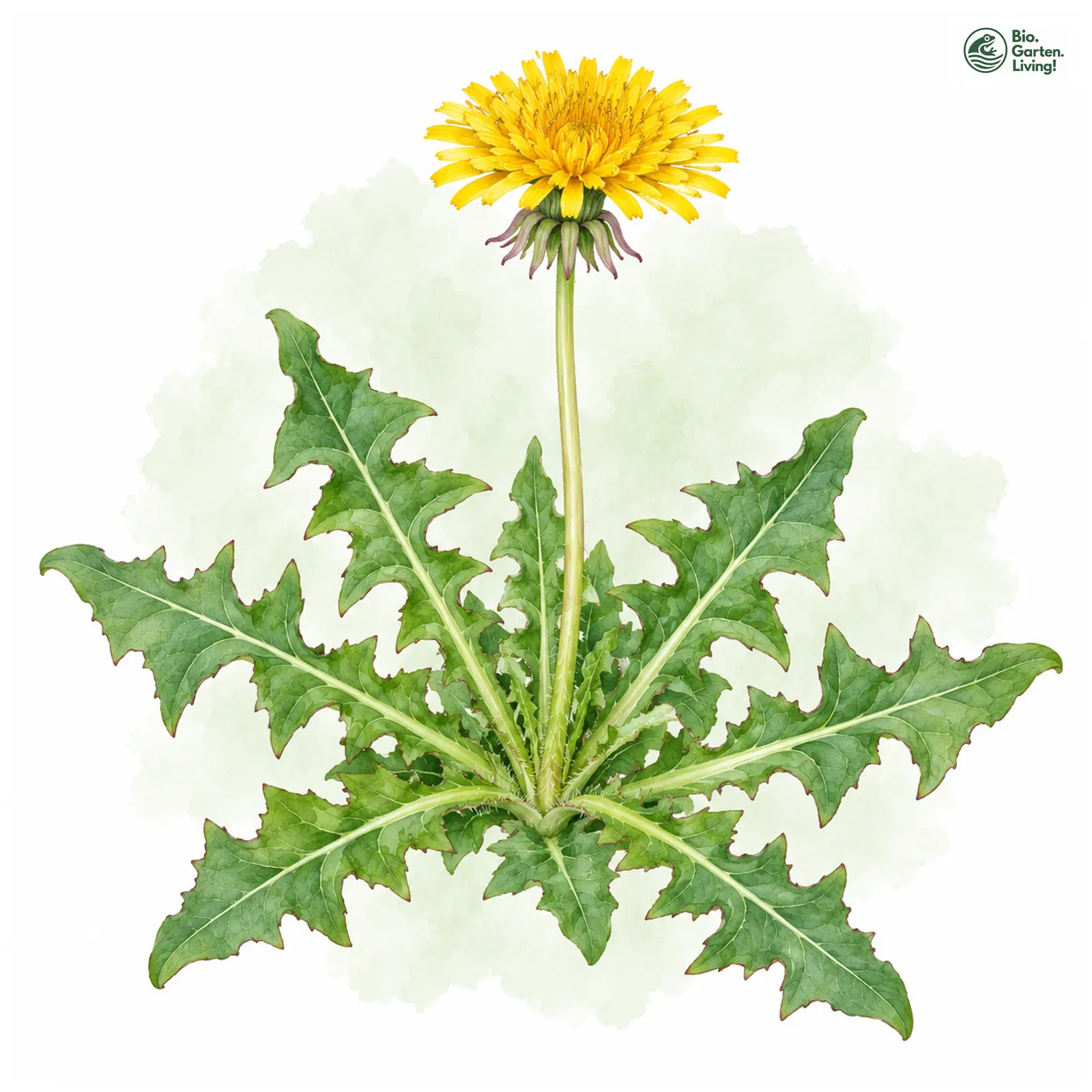Aquarellzeichnung: Selland-Löwenzahn (Taraxacum sellandii)