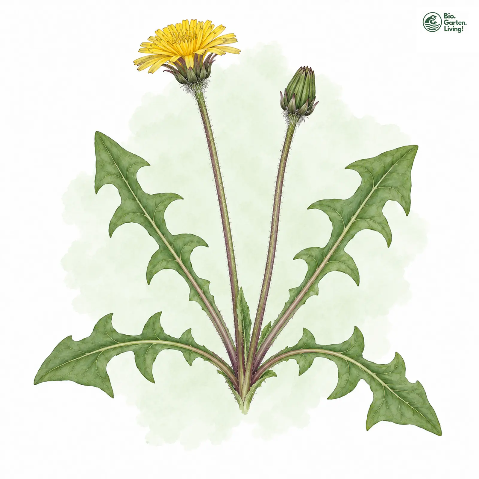 Aquarellzeichnung: Kleinköpfiger Löwenzahn (Taraxacum subalpinum)