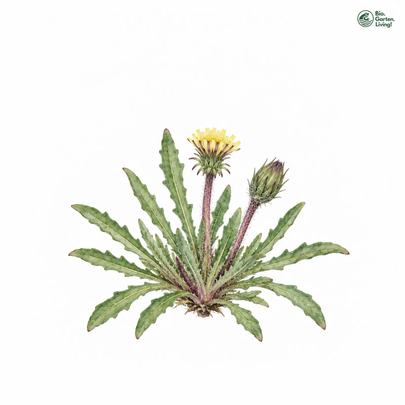 Aquarellzeichnung: Torf-Löwenzahn (Taraxacum turfosum)
