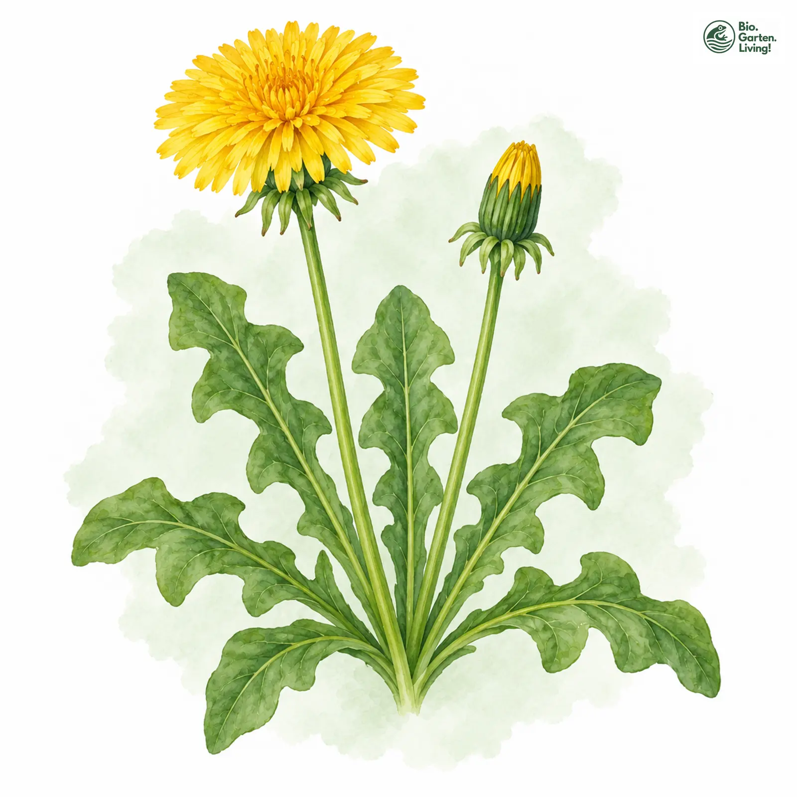 Aquarellzeichnung: Wellenblättriger Löwenzahn (Taraxacum undulatum)