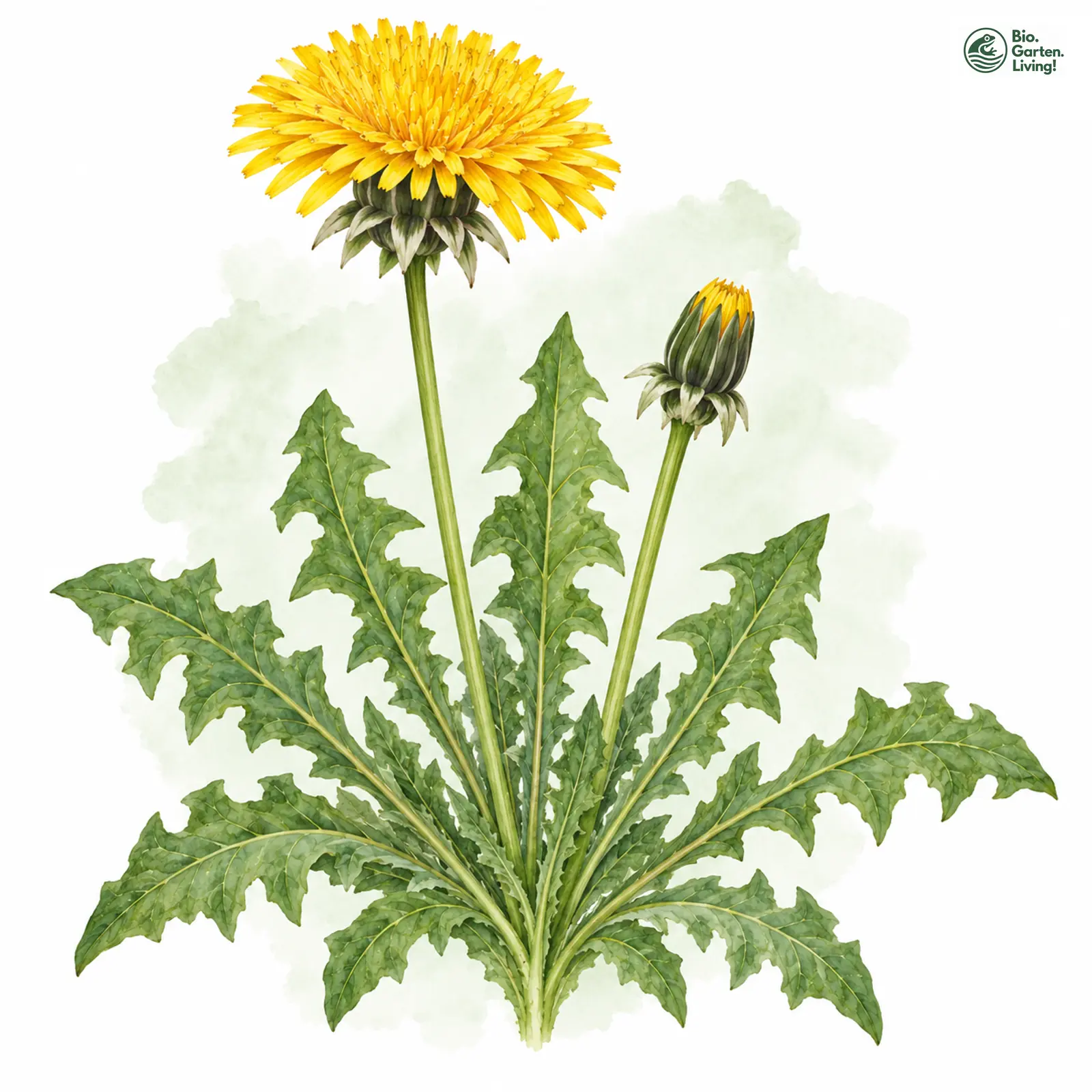 Aquarellzeichnung: Kräftiger Löwenzahn (Taraxacum valens)