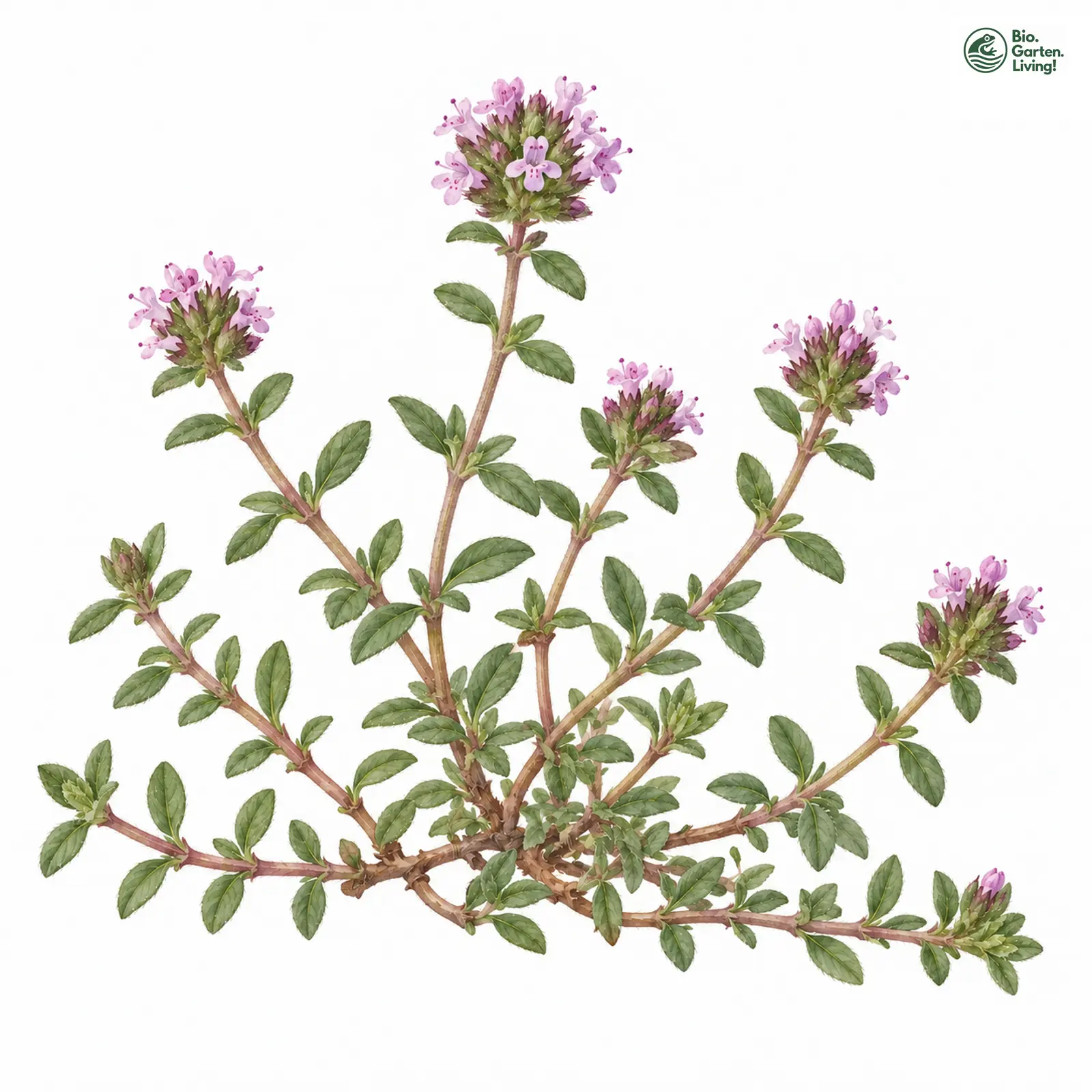 Aquarellzeichnung: Brauns Thymian (Thymus braunii)