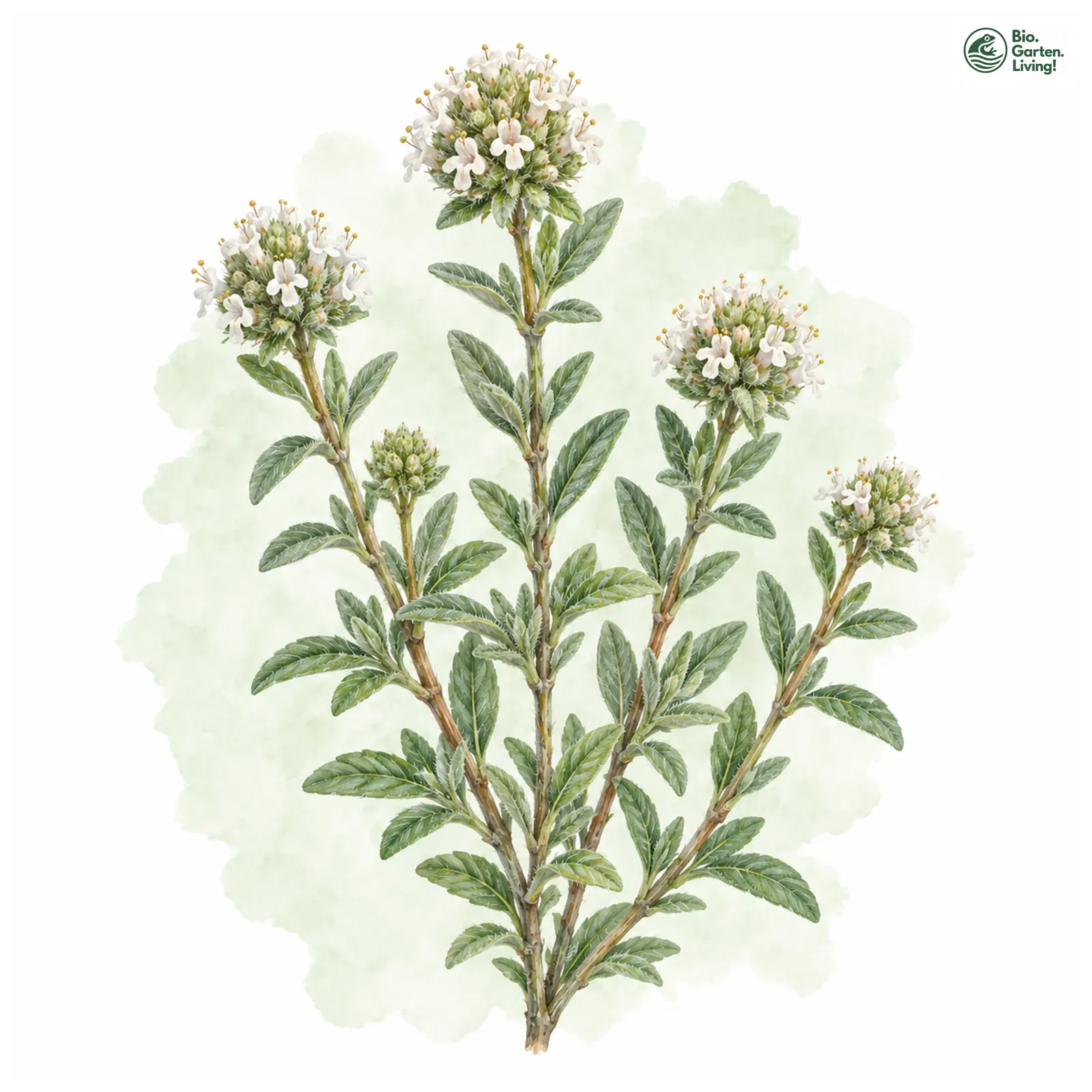 Aquarellzeichnung: Mastix-Thymian (Thymus mastichina)