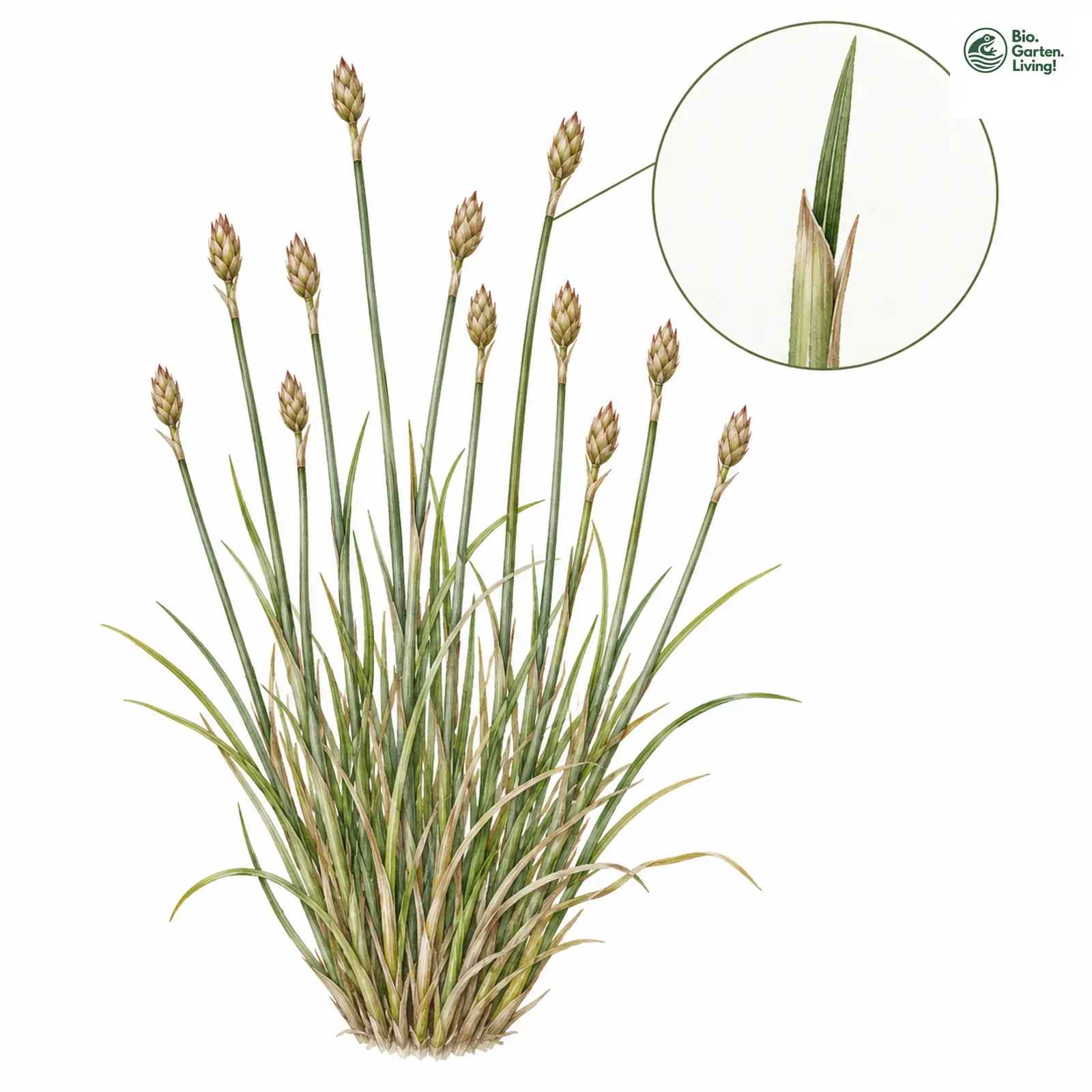 Aquarellzeichnung: Foerster-Haarsimse (Trichophorum foersteri)