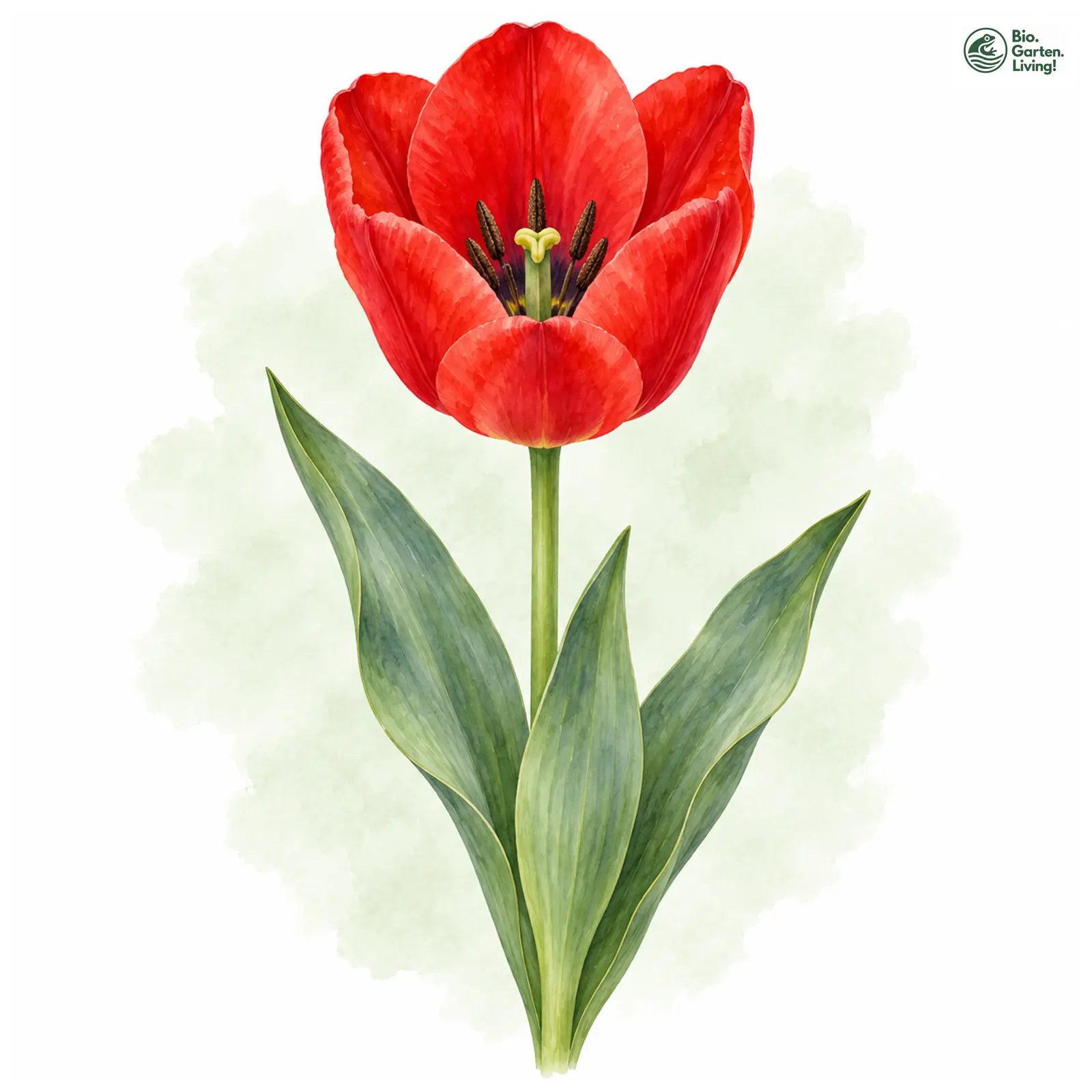 Aquarellzeichnung: Garten-Tulpe (Tulipa gesneriana)