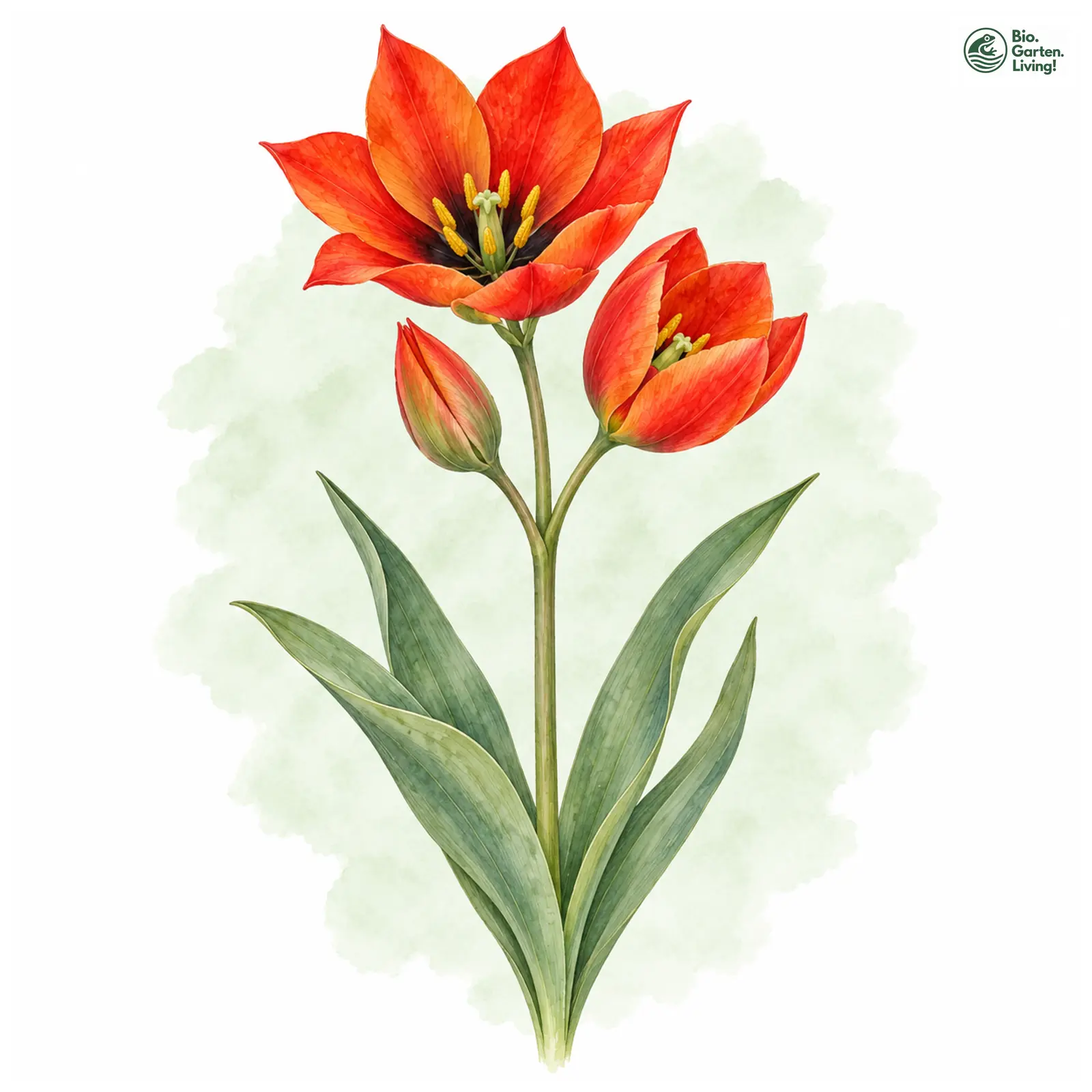 Aquarellzeichnung: Vortreffliche Tulpe (Tulipa praestans)