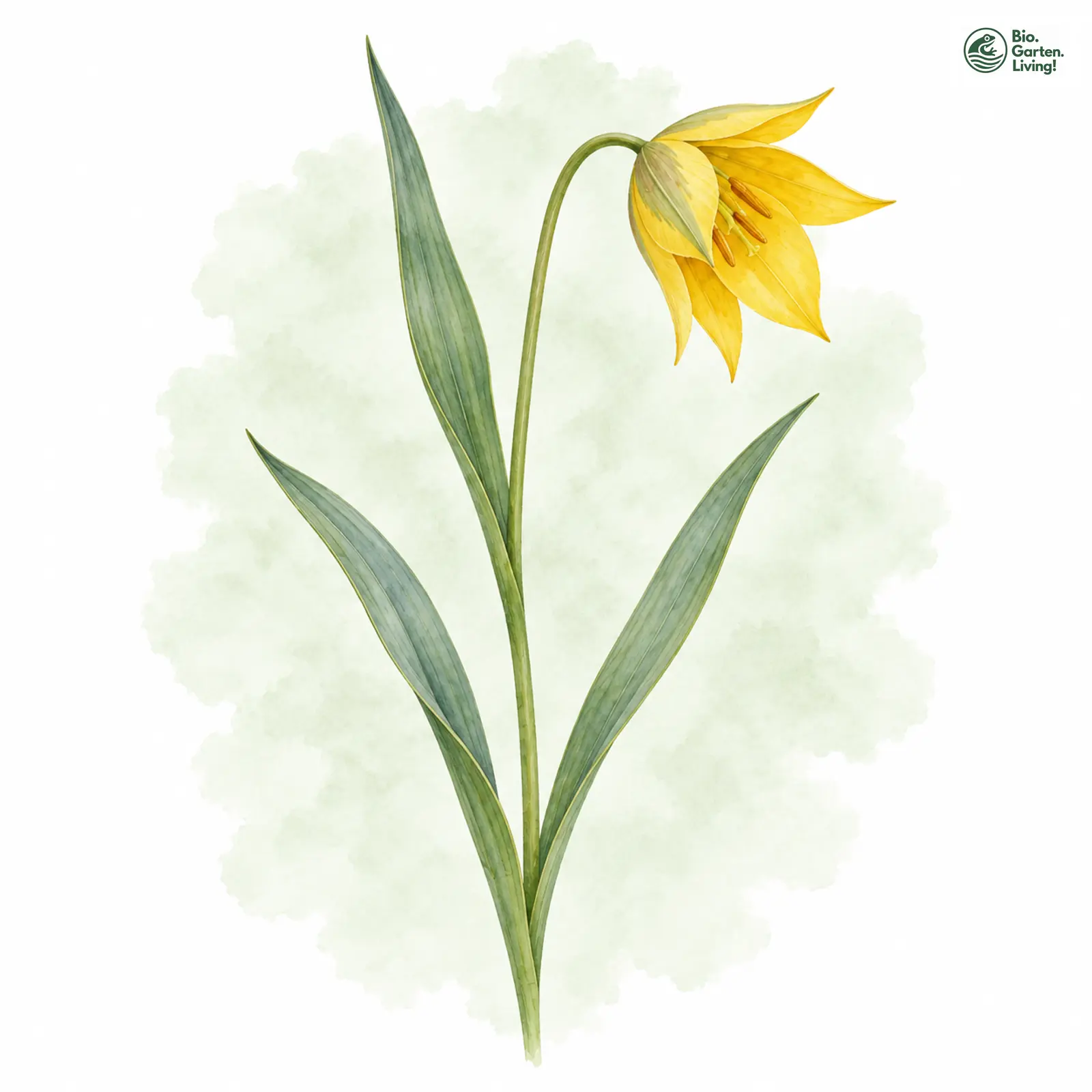 Aquarellzeichnung: Wilde Tulpe (Tulipa sylvestris)