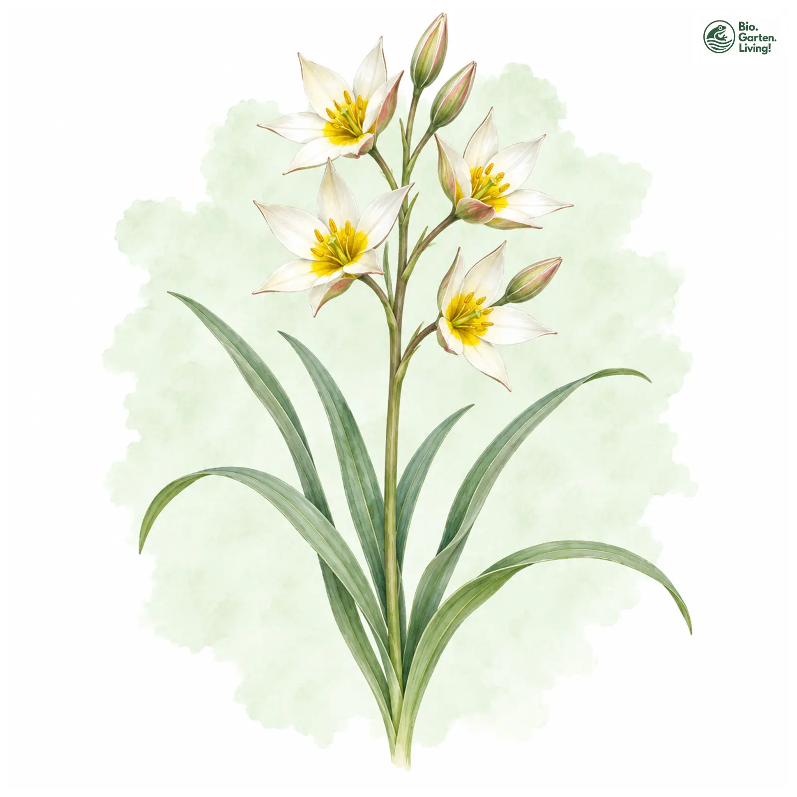 Aquarellzeichnung: Turkestanische Tulpe (Tulipa turkestanica)