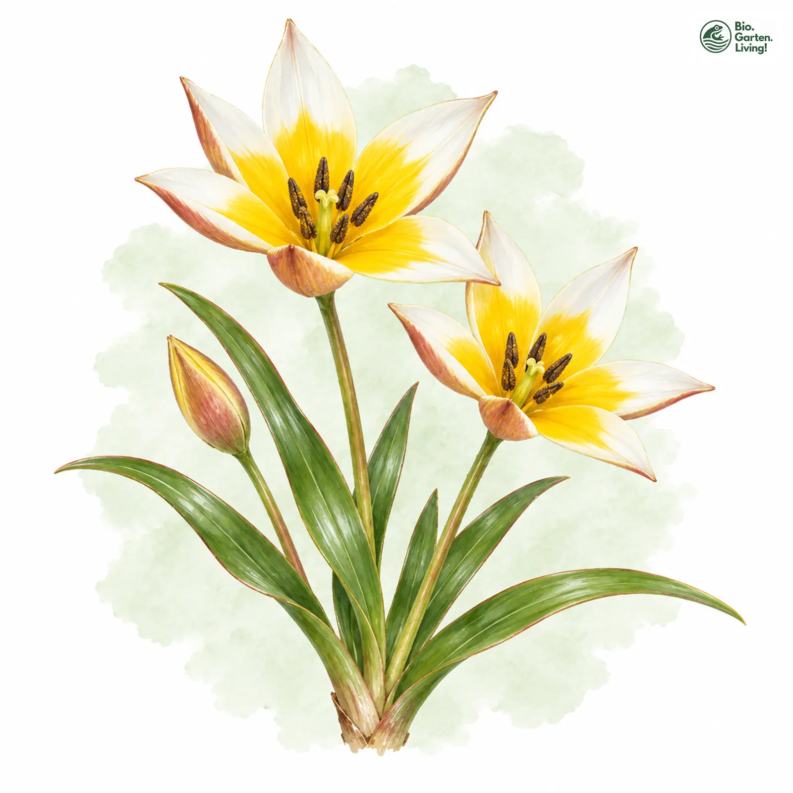 Aquarellzeichnung: Tarda-Tulpe (Tulipa urumiensis)