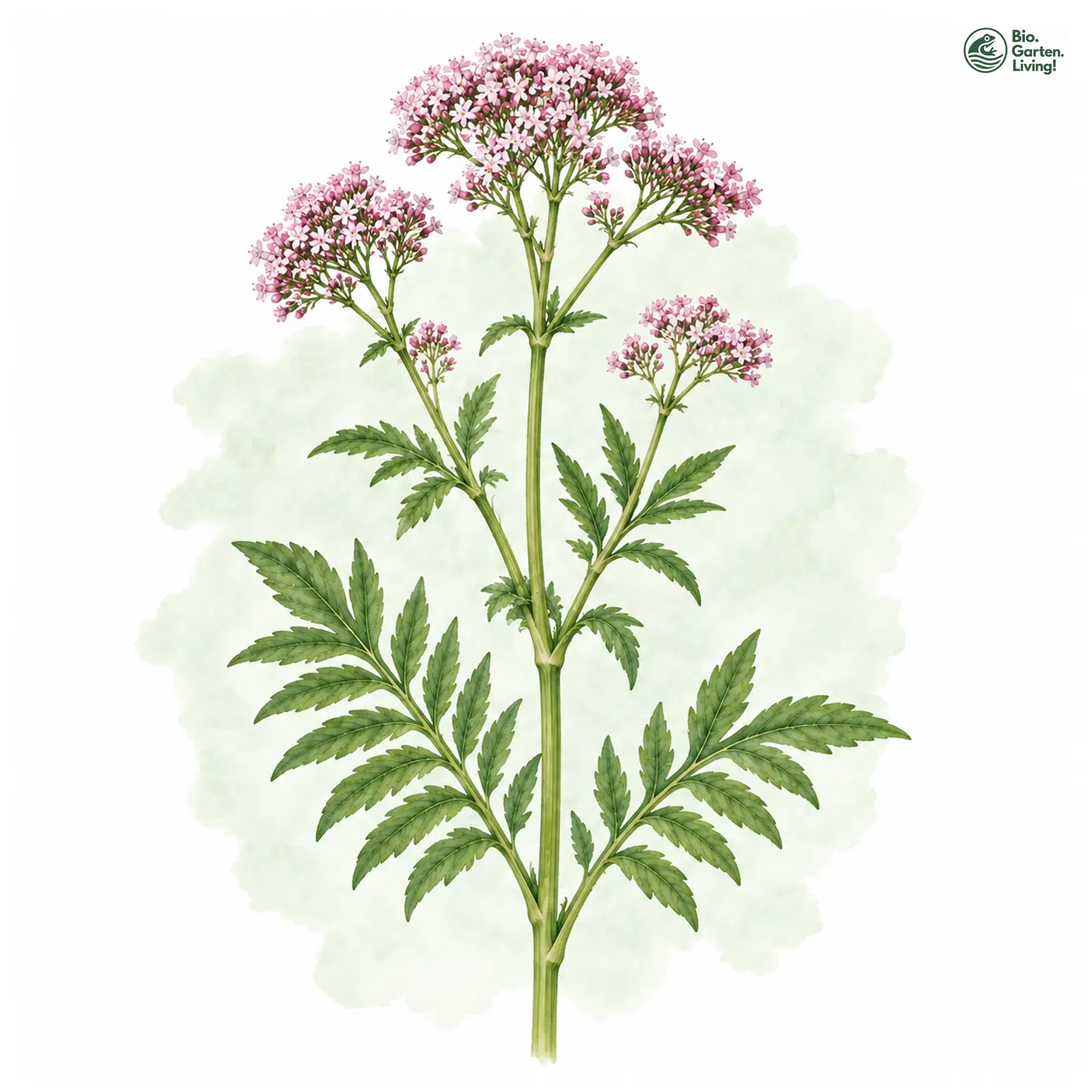 Aquarellzeichnung: Wiesen-Baldrian (Valeriana pratensis (im weiteren Sinne))