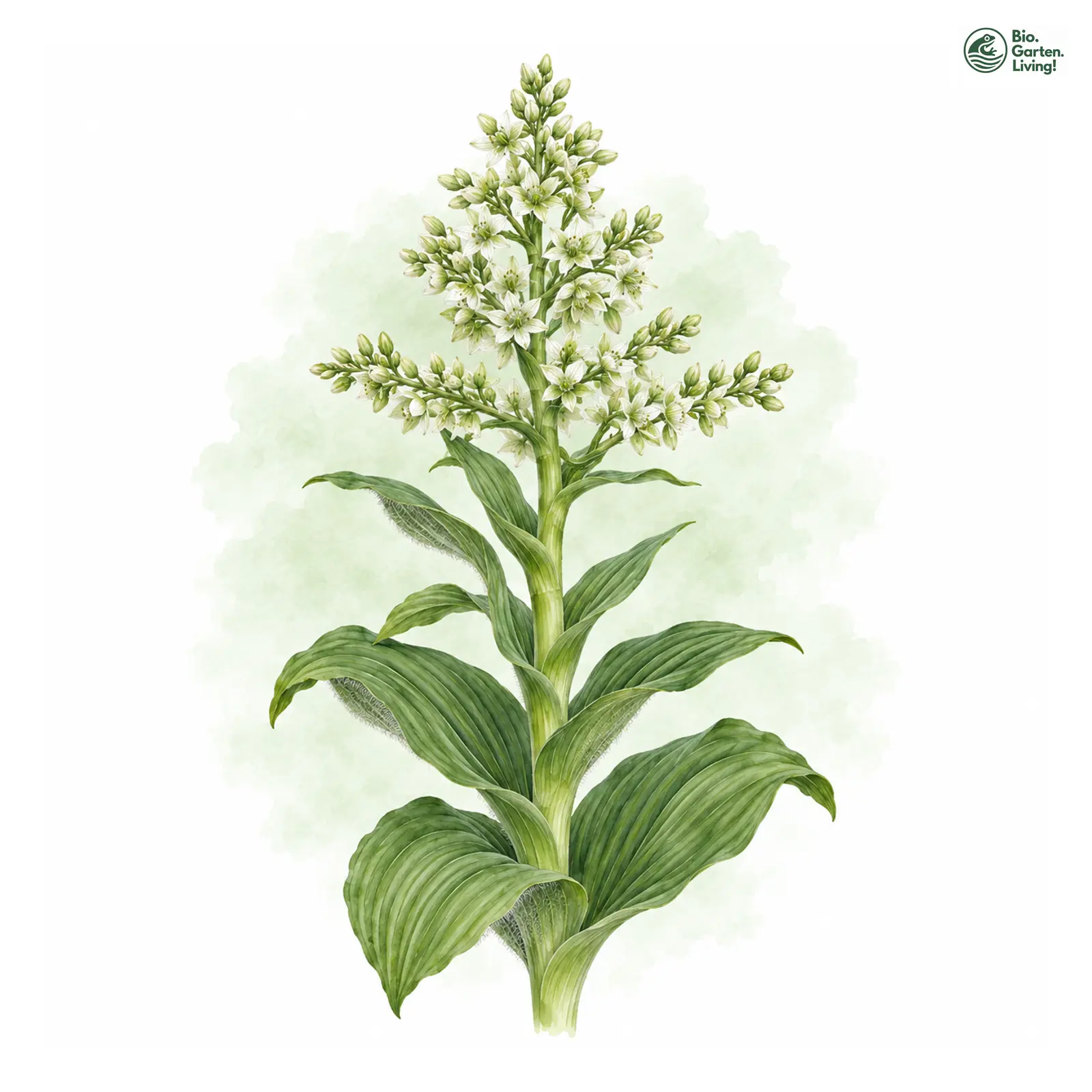 Aquarellzeichnung: Weißer Germer (I. E. S.) (Veratrum album (im engeren Sinne))
