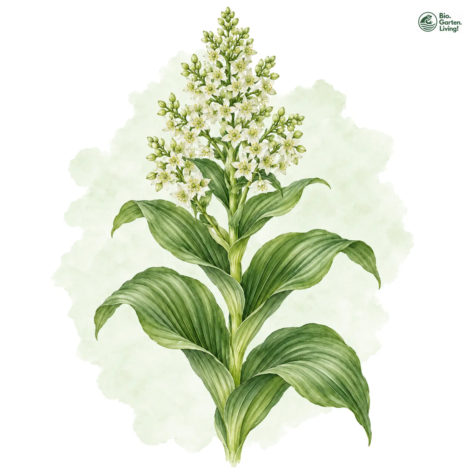 Aquarellzeichnung: Weißer Germer (I. W. S.) (Veratrum album (im weiteren Sinne))