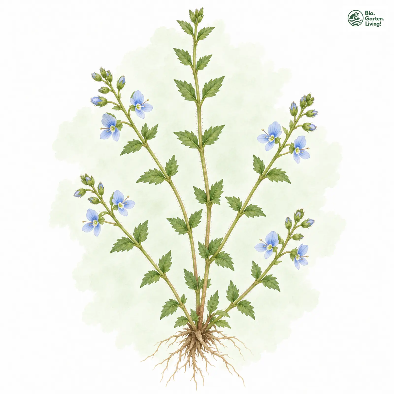 Aquarellzeichnung: Wiener Ehrenpreis (Veronica vindobonensis)
