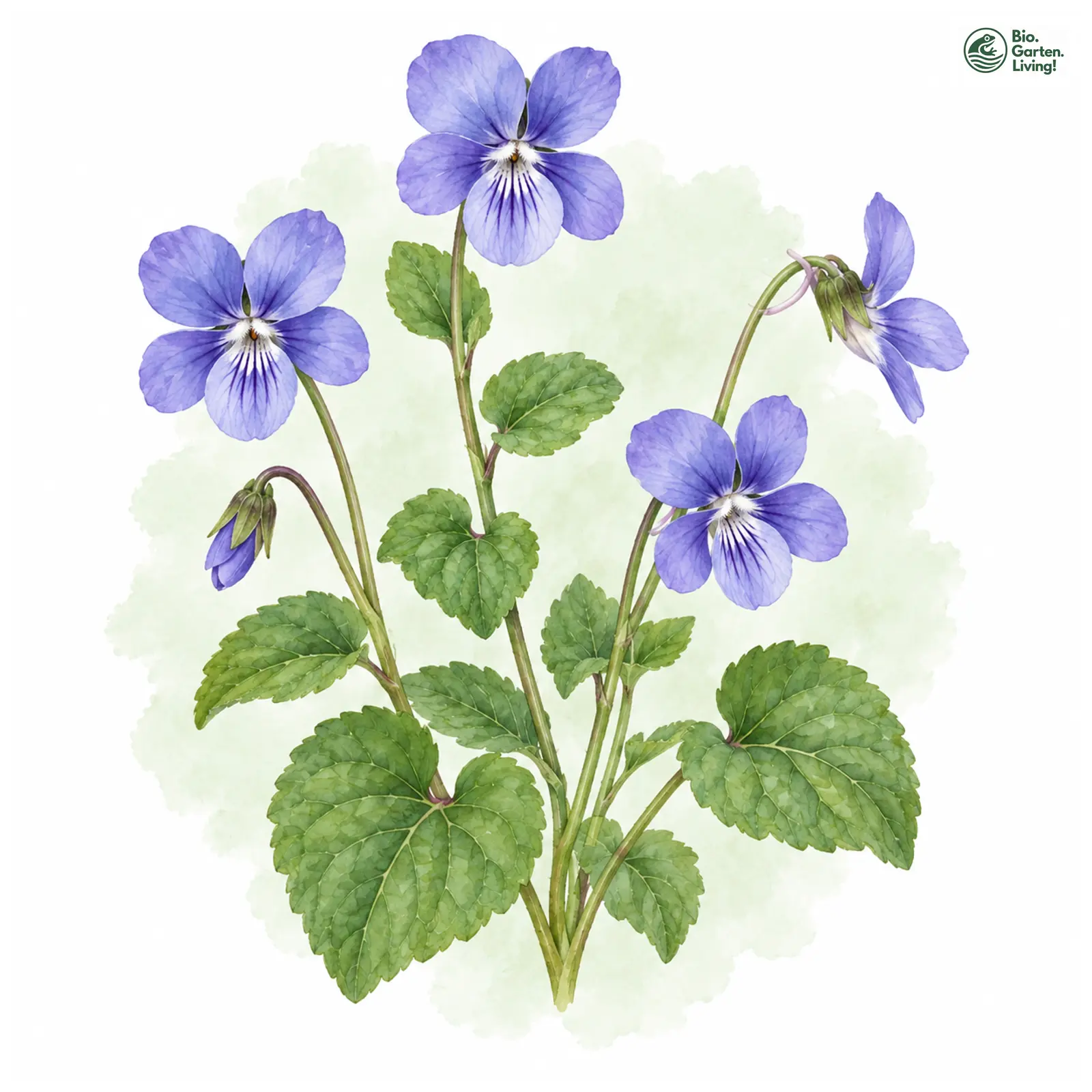 Aquarellzeichnung: Labrador-Veilchen (Viola labradorica)