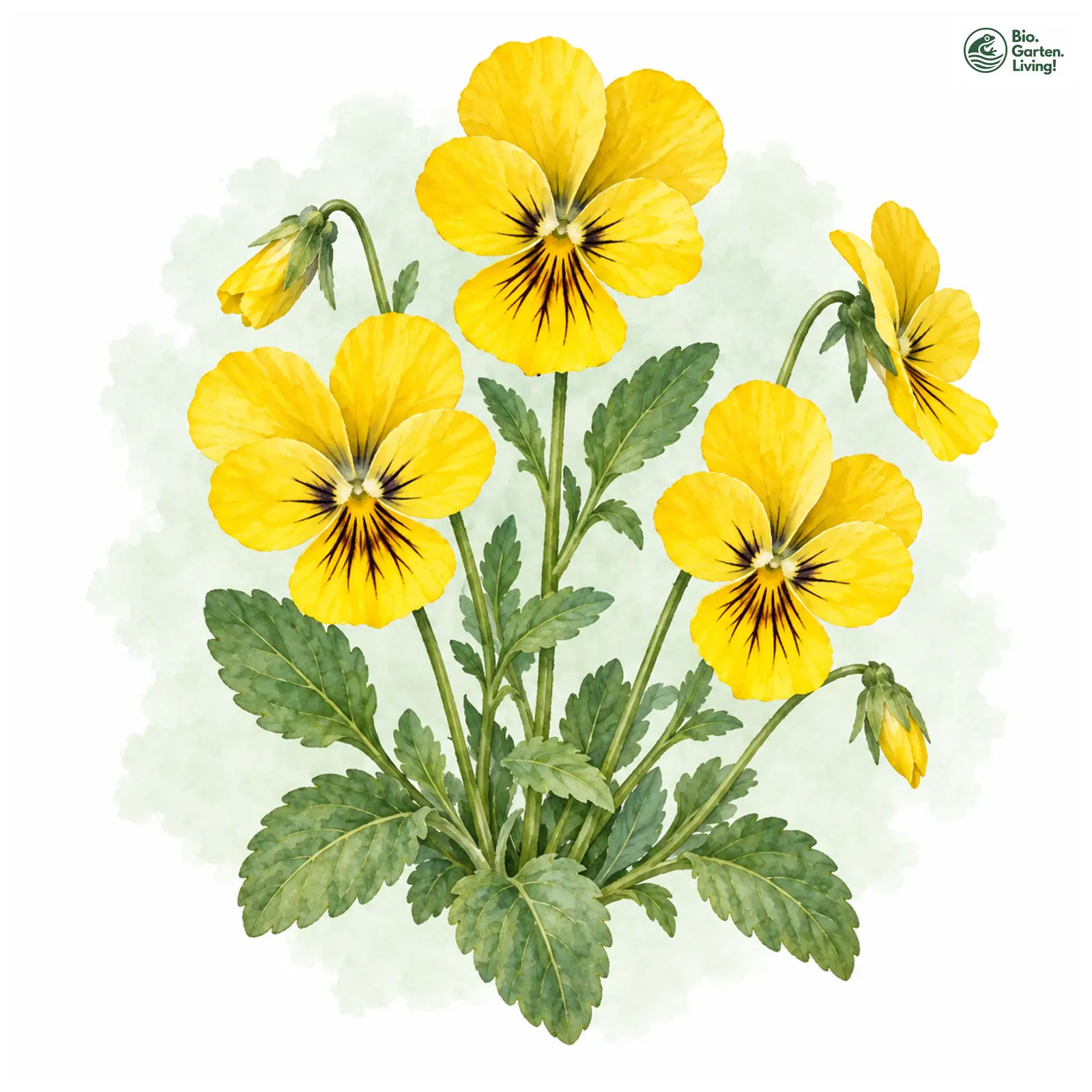 Aquarellzeichnung: Vogesen-Stiefmütterchen (Viola lutea)