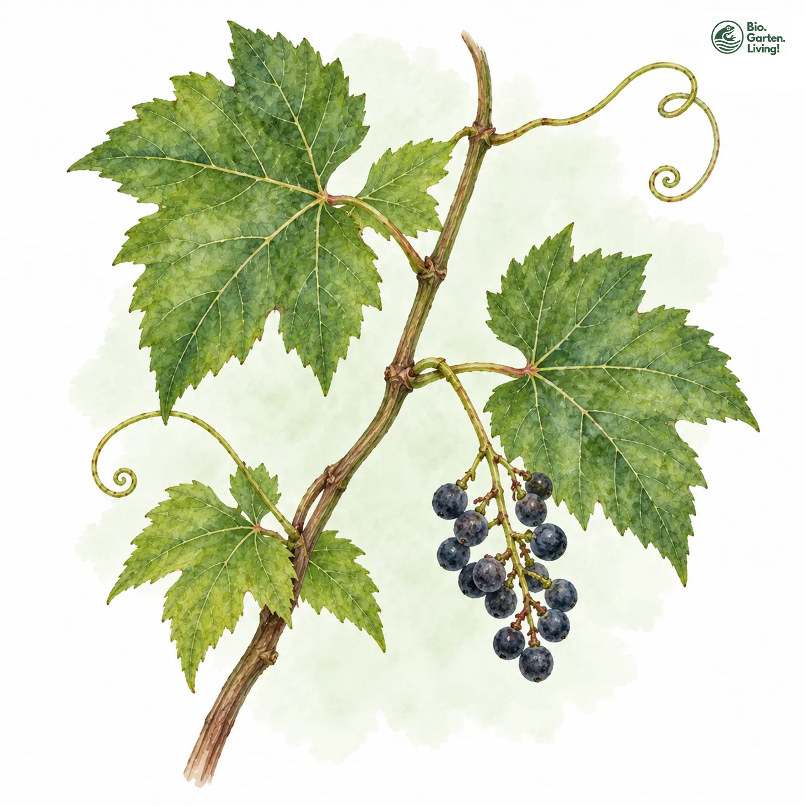 Aquarellzeichnung: Wilde Weinrebe (Vitis gmelinii)