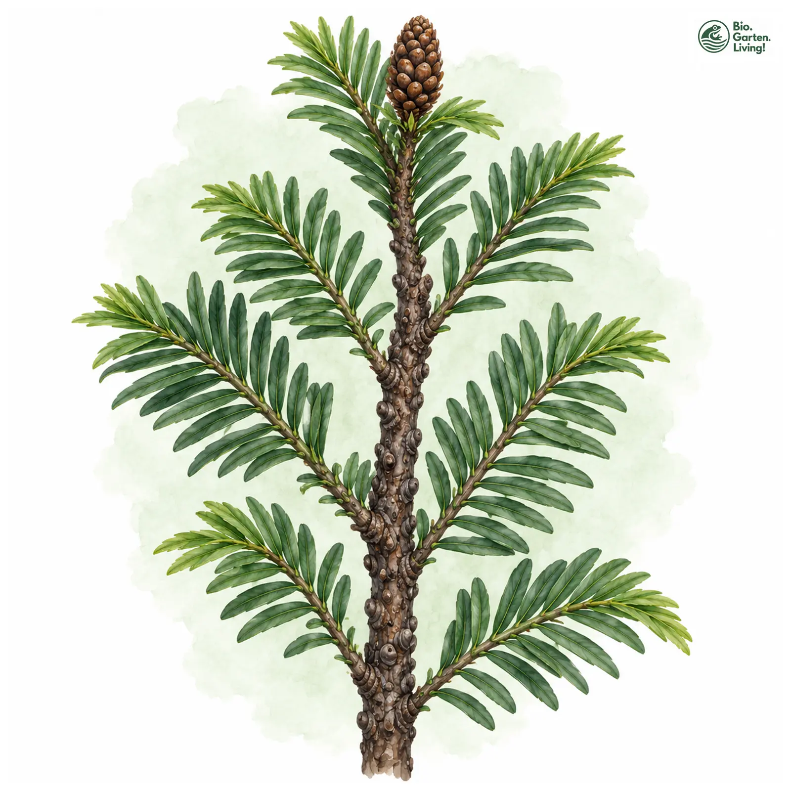 Aquarellzeichnung: Wollemie (Wollemia nobilis)