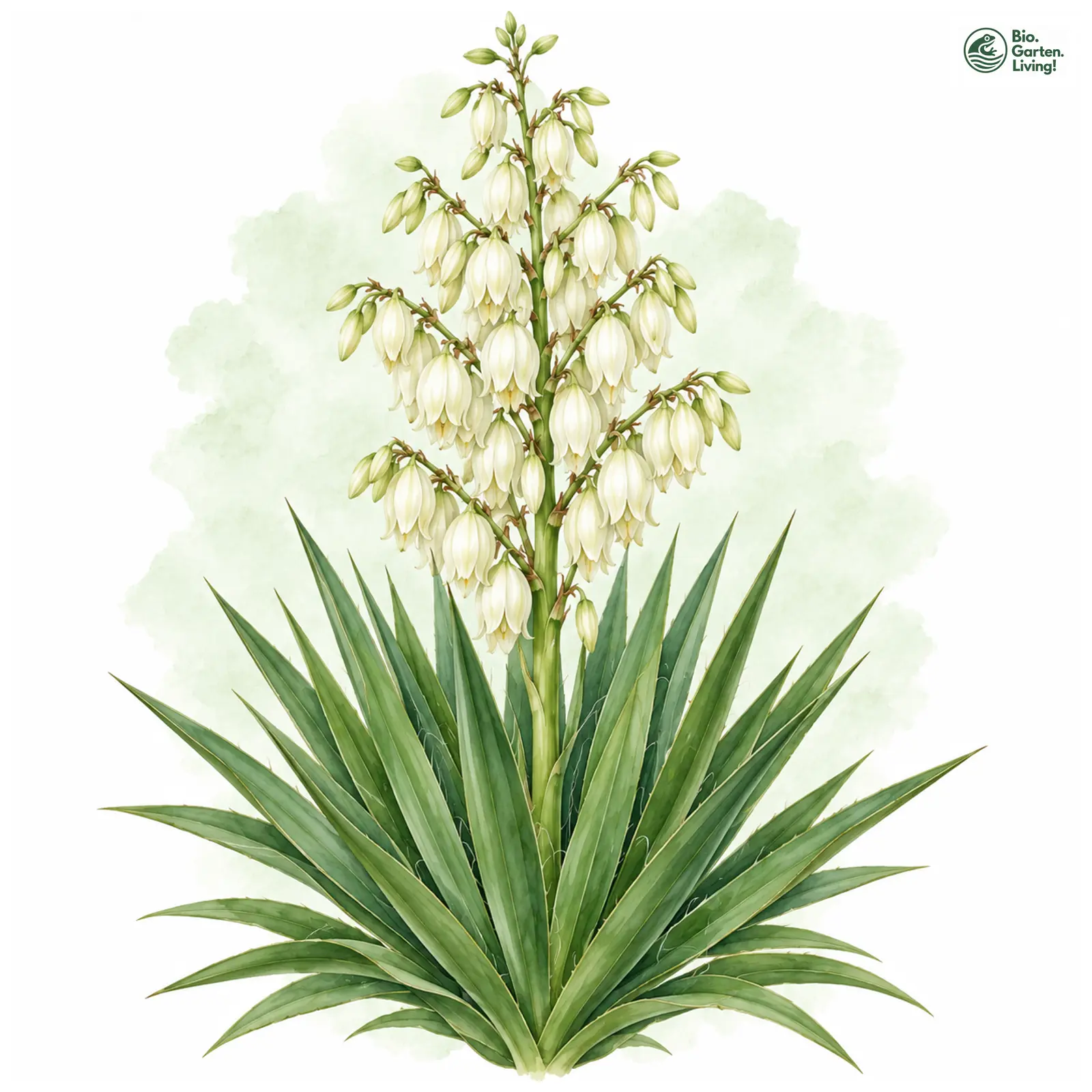 Aquarellzeichnung: Kerzen-Palmlilie (Yucca gloriosa)
