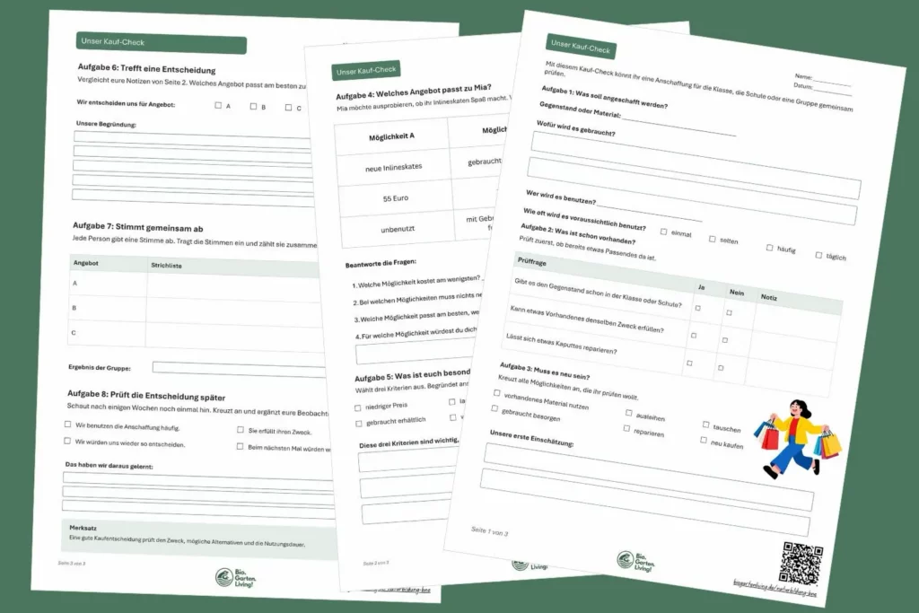 Vorschau des Arbeitsblatts „Unser Kauf-Check“ für bewusste Kaufentscheidungen